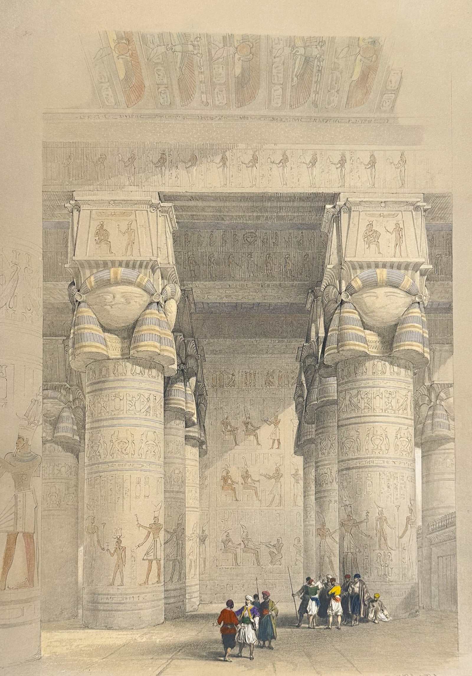 David Roberts - View from under the Portico of the Great Temple of Dendera: David Roberts' most famous work, Holy Land, Syria, Idumea, Arabia, Egypt, & Nubia, was published by E. G. Moon in London between 1846 and 1849. This work is known for its extremely detailed duotone li