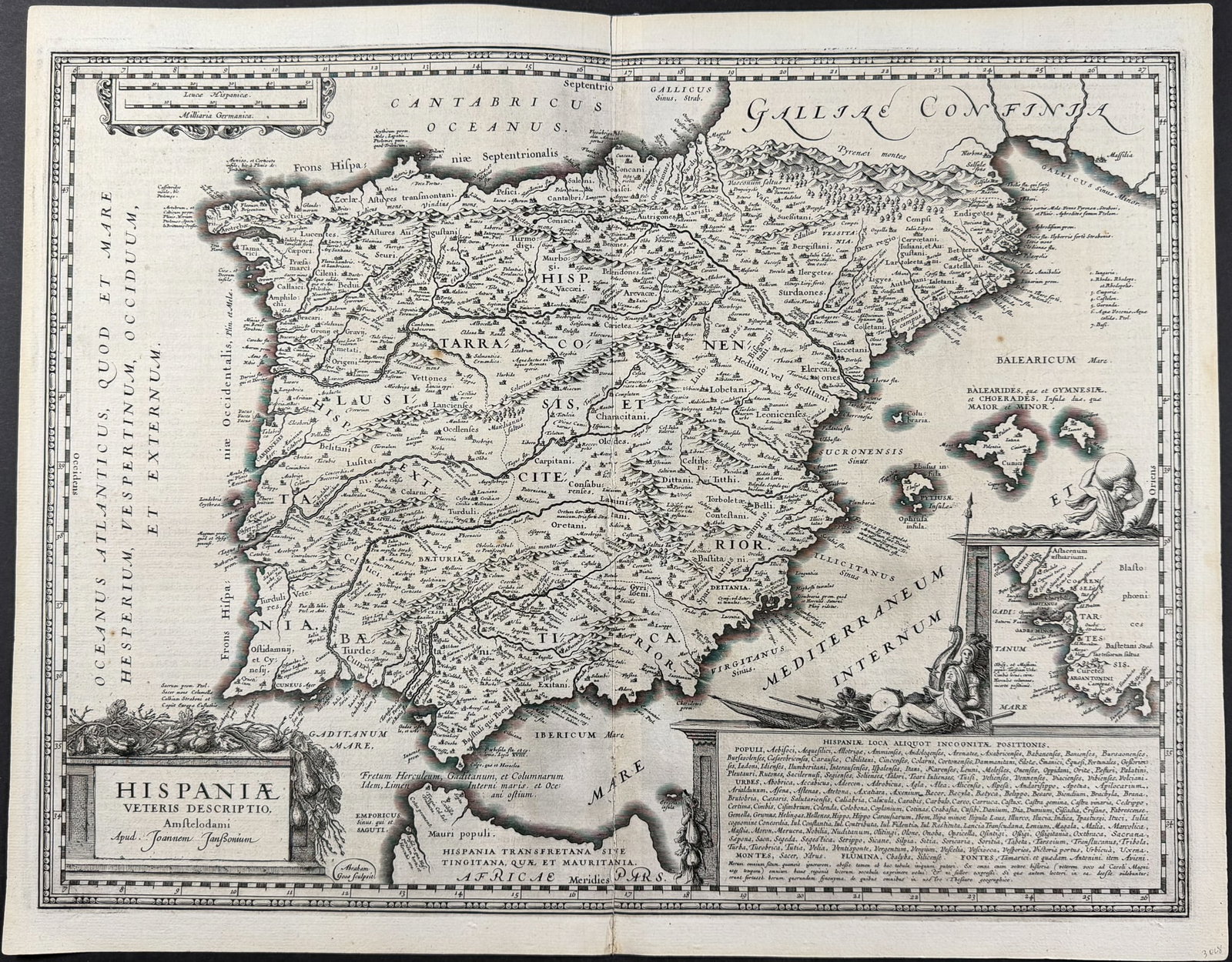 Bertius's Ptolemy, pub. 1618 - Map of Spain & Portugal: This handsome map is from Petrus Bertius's Theatri Geographiae Veteris Tomus Prior in quo Cl. Ptol. Alexandrini Geographiae Libri VIII.. This is from the first edition of the work published by Jodocus