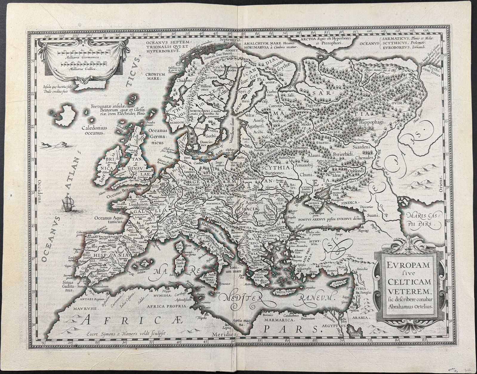Bertius's Ptolemy, pub. 1618 - Map of Europe: This handsome map is from Petrus Bertius's Theatri Geographiae Veteris Tomus Prior in quo Cl. Ptol. Alexandrini Geographiae Libri VIII.. This is from the first edition of the work published by Jodocus