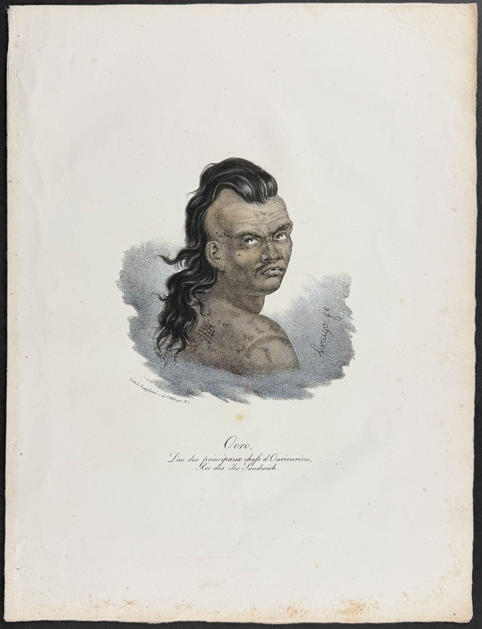 Arago, Hawaii - Ooro, one of the principal Chiefs of Ouriouriou, King of the Sandwich Islands (1 of 1)
