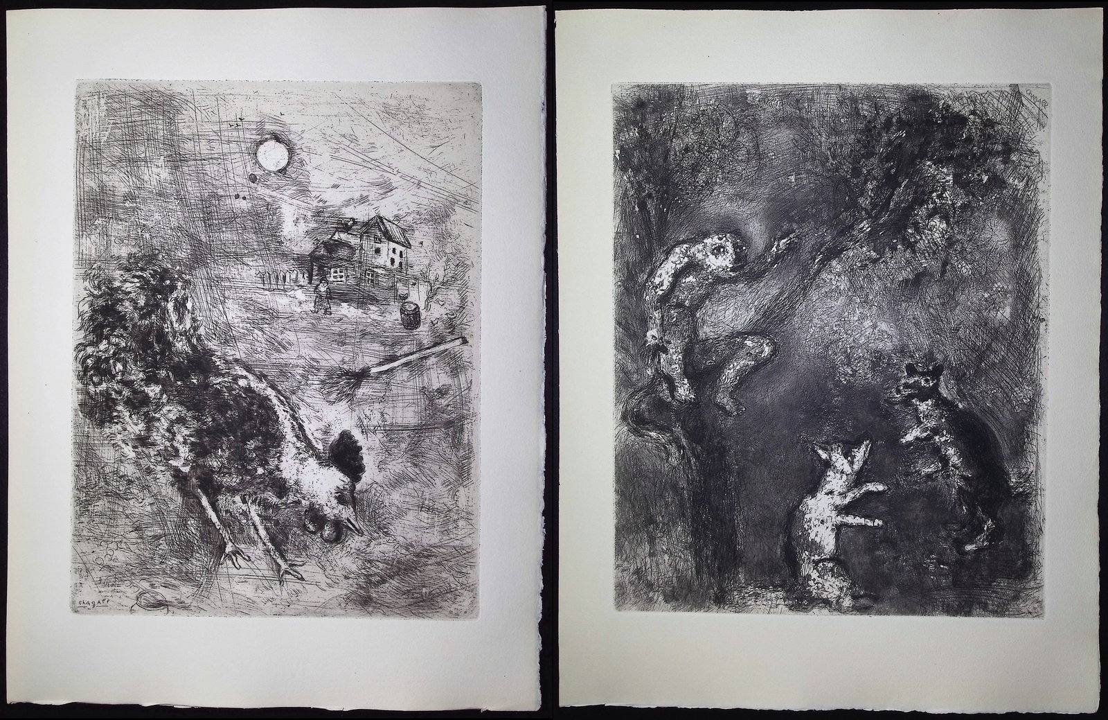 Chagall & Fontaine's Fables - Pair of Etchings (1 of 3)