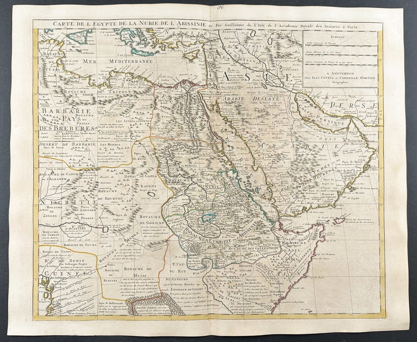 De L'Isle - Map of Africa (Nubia, Egypt & Abbysinia): This historic map with original outline color is from Guillaume de l'Isle (Delisle)'s atlas entitled New atlas containing all the parts of the world, where the Empires, Monarchies, Kingdoms, States, R