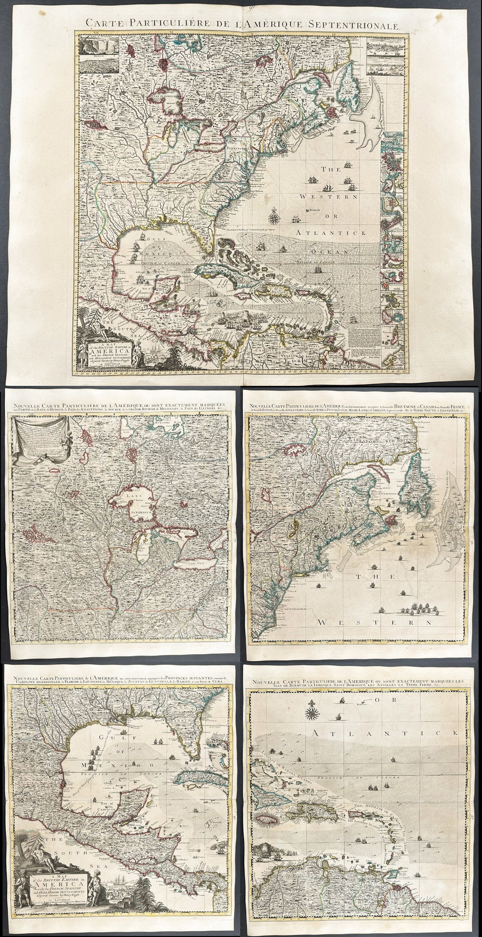 De L'Isle - 5 Maps Creating Popple's Wall Map of America (1 of 6)