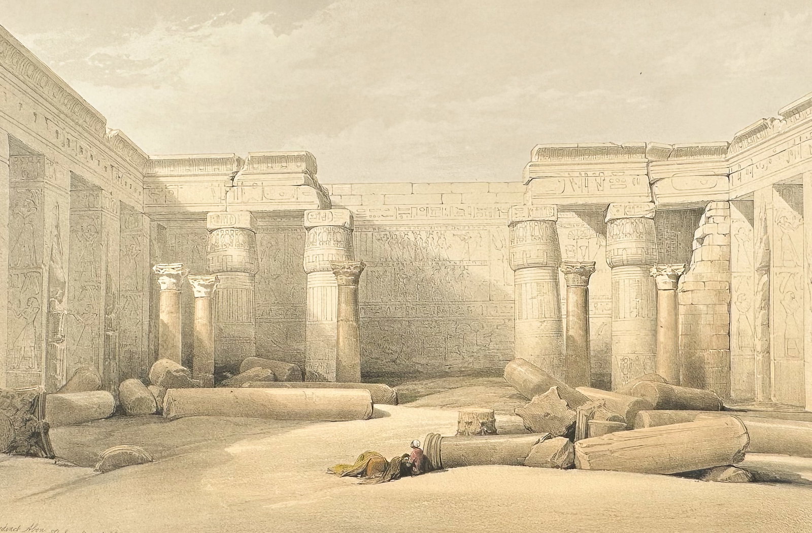 David Roberts - Ruins of a Christian Church in the Grand Court of the Temple of Medinet Abou (1 of 2)