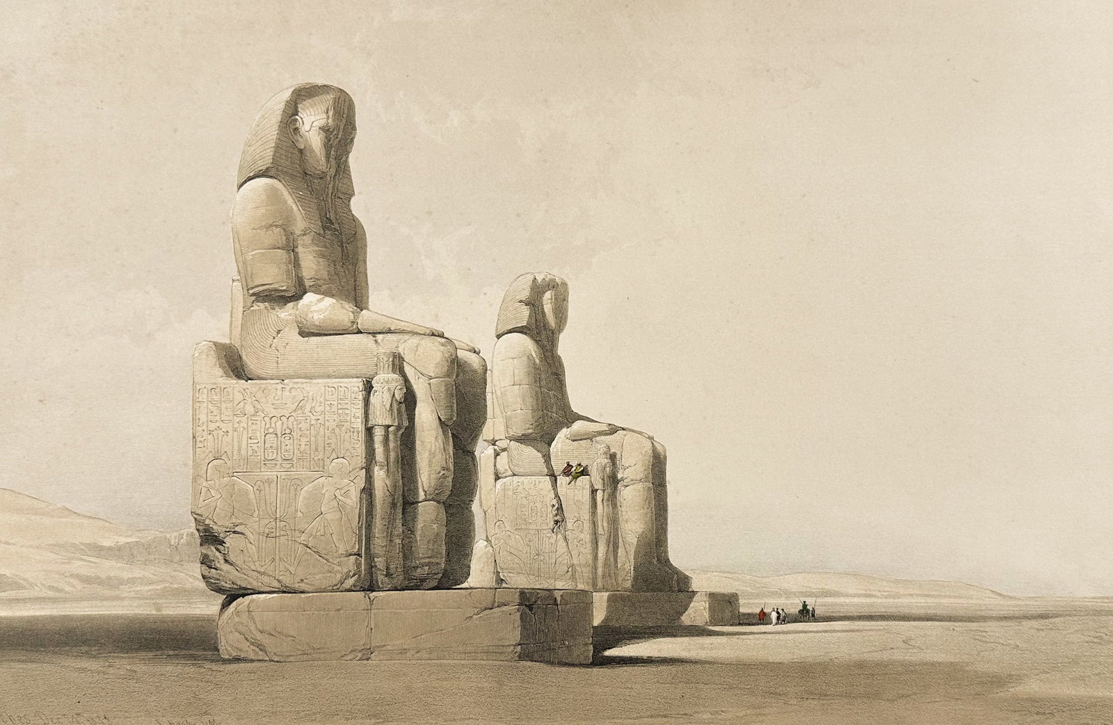 David Roberts - Thebes, the Colossal Statues of Amunoph III (1 of 2)