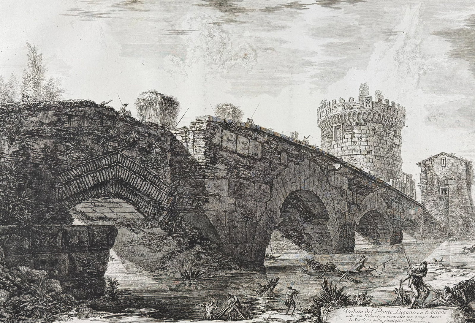 Piranesi, Folio - View of the Lugano Bridge over the Anio River [Veduta del Ponte Lugano du (1 of 2)