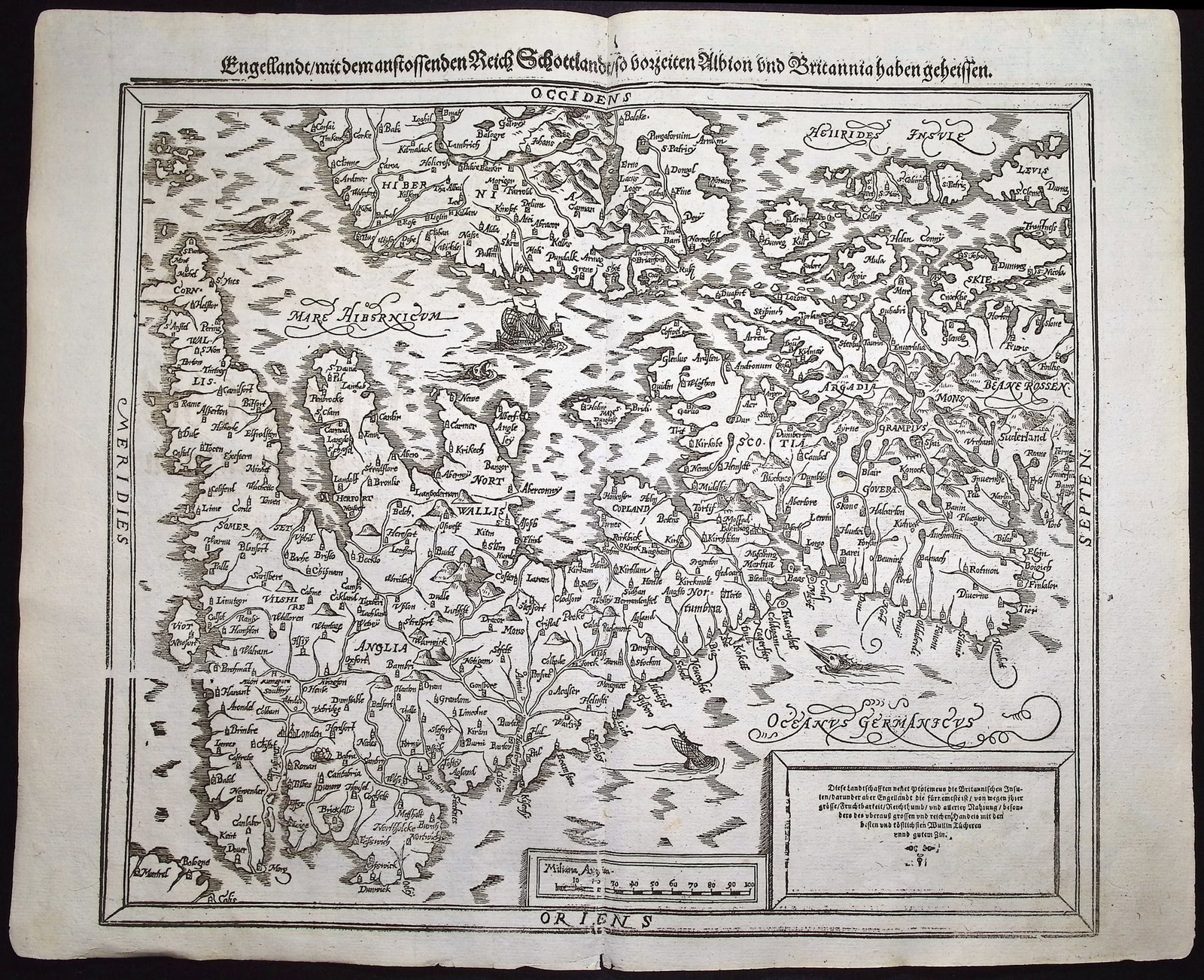 Munster, pub. 1592 - Map of England (part of Scotland & Ireland) (1 of 2)