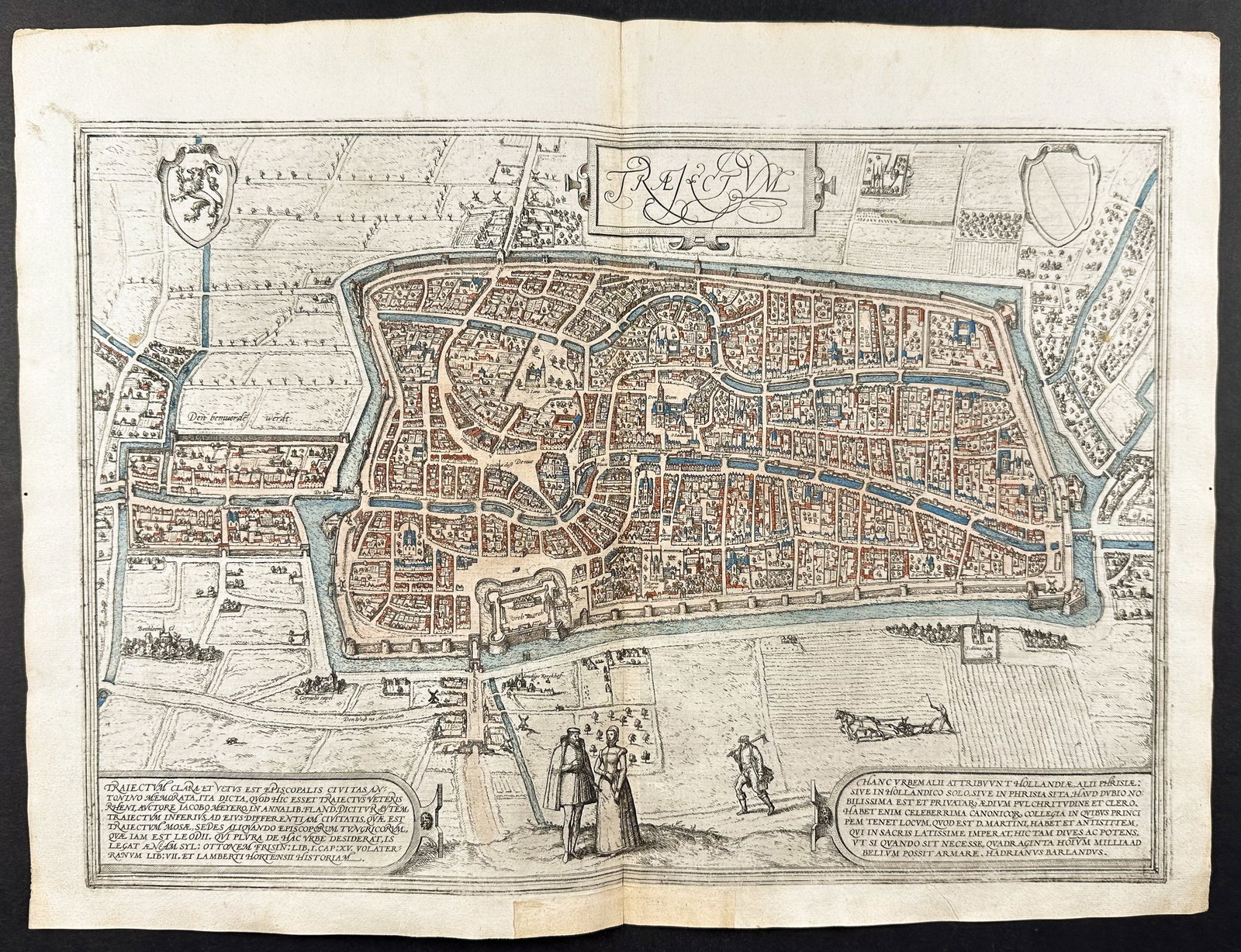 Braun & Hogenberg, pub. 1575 - View of Utrecht, Netherlands: This extraordinary engraving is from Georg Braun & Frans Hogenberg's Civitates Orbis Terrarum or Atlas of the Cities of the World. The work was published in Augsburg in 1575. It is considered the grea