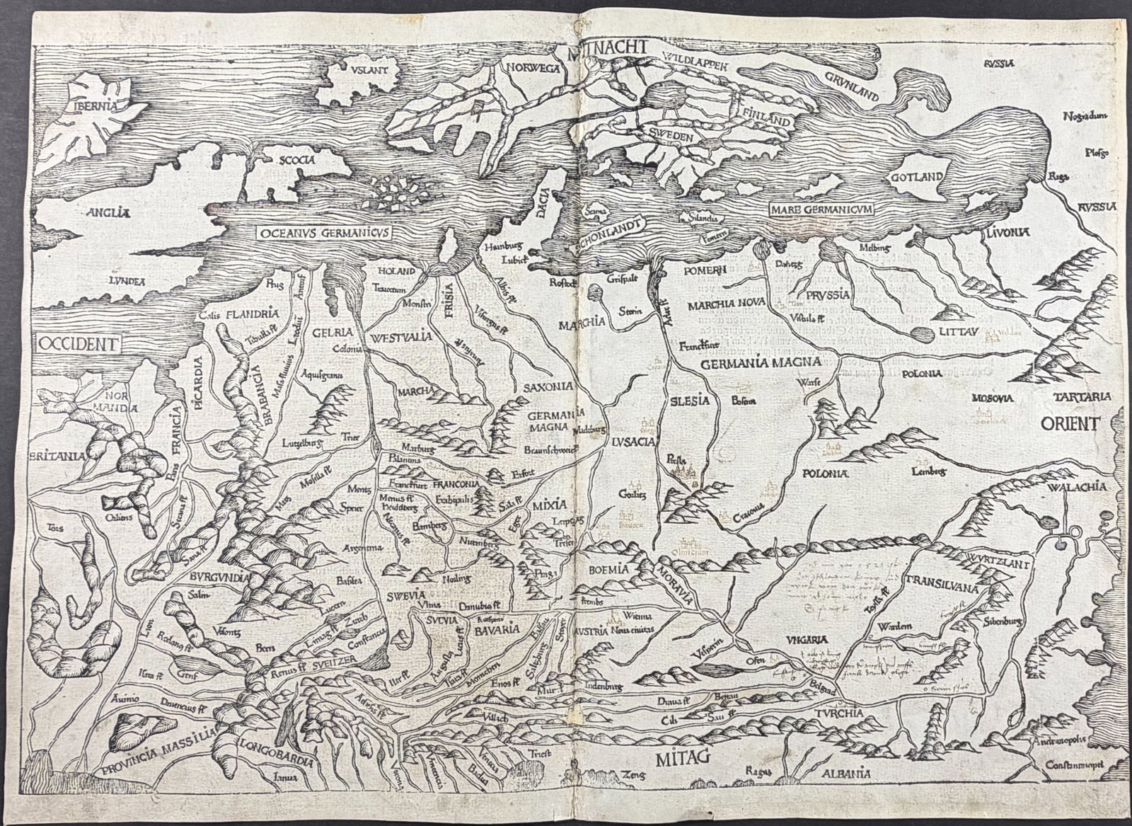 Schedel, pub. 1493 - First Modern Map of Northern & Central Europe (Germania Magna) (1 of 2)