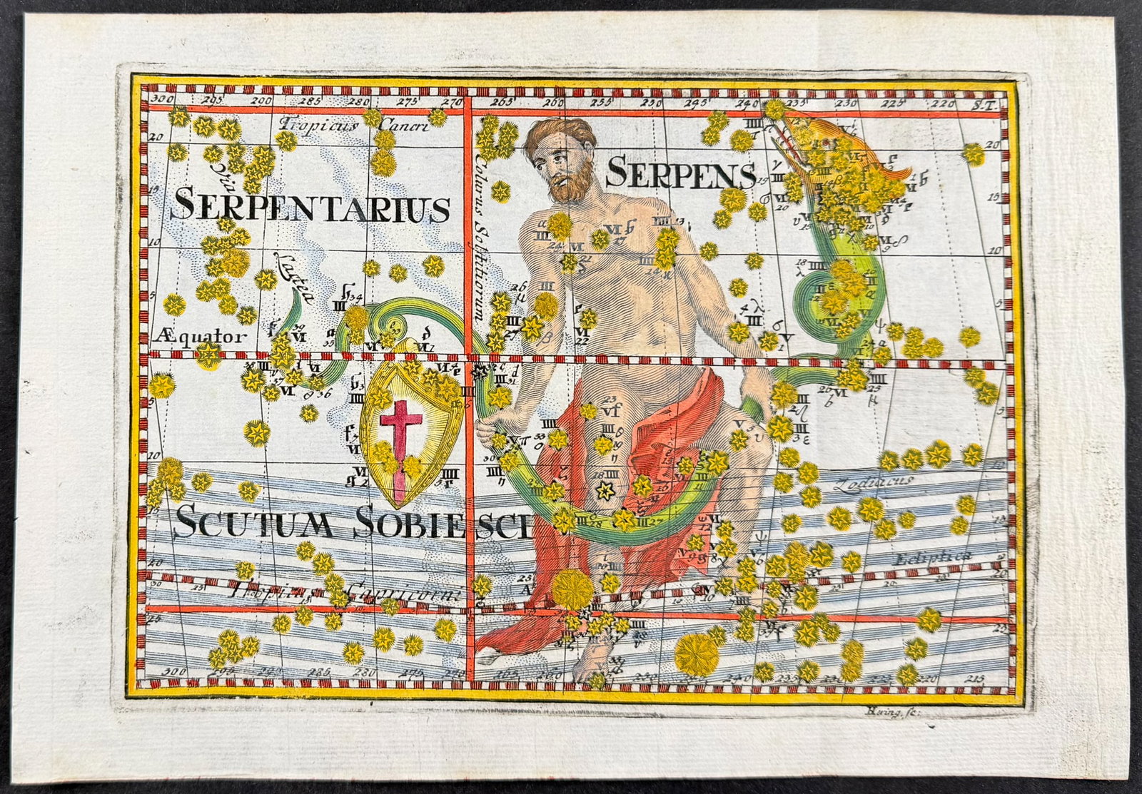 Thomas - Constellation or Celestial Chart of Serpentarius, Serpens, Scutum Sobiesci (1 of 1)