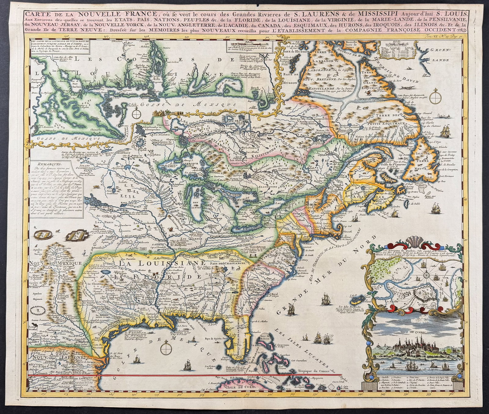 Chatelain - Map of America with Louisiana, Mexico, Florida, Great Lakes, Mississippi River, (1 of 2)