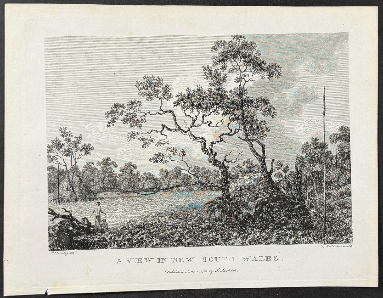 Philip, Australia - A View in New South Wales: This first edition engraving is from Arthur Phillip's The Voyage of Governor Phillip to Botany Bay; with an Account of the Establishment of the Colonies of Port Jackson & Norfolk Island. The work was 