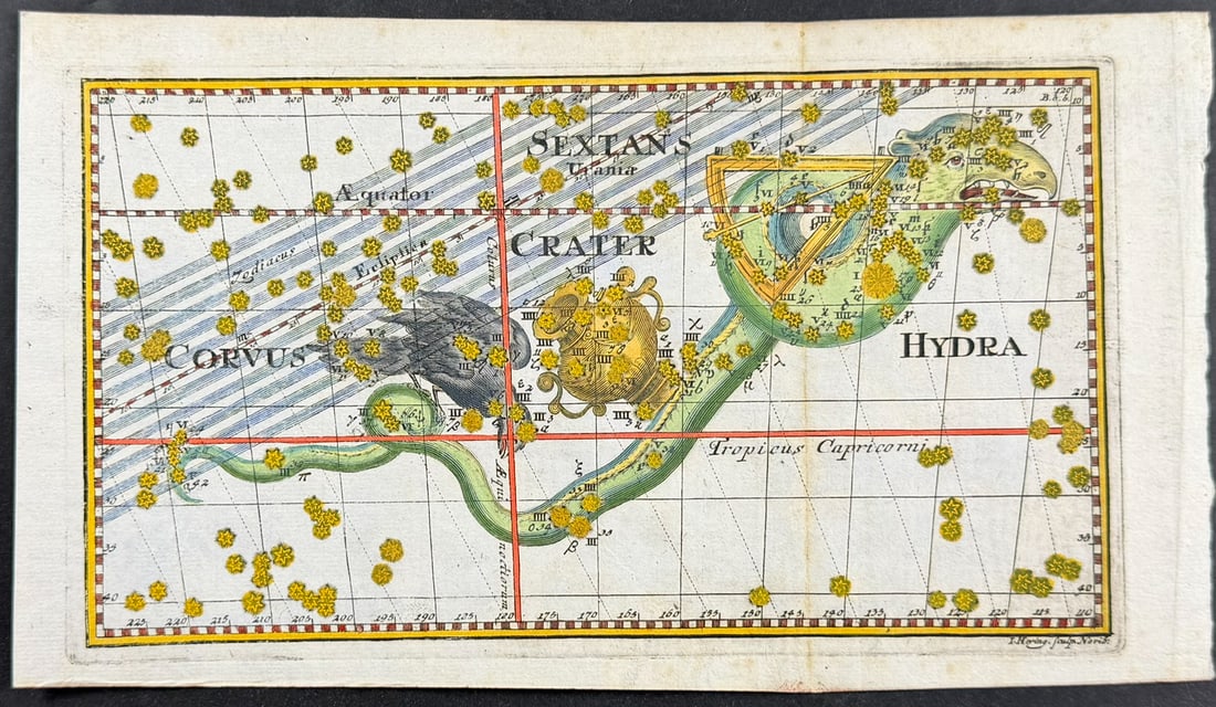 Thomas - Constellation or Celestial Chart of Corvus, Crater, Sextans, Hydra (1 of 1)