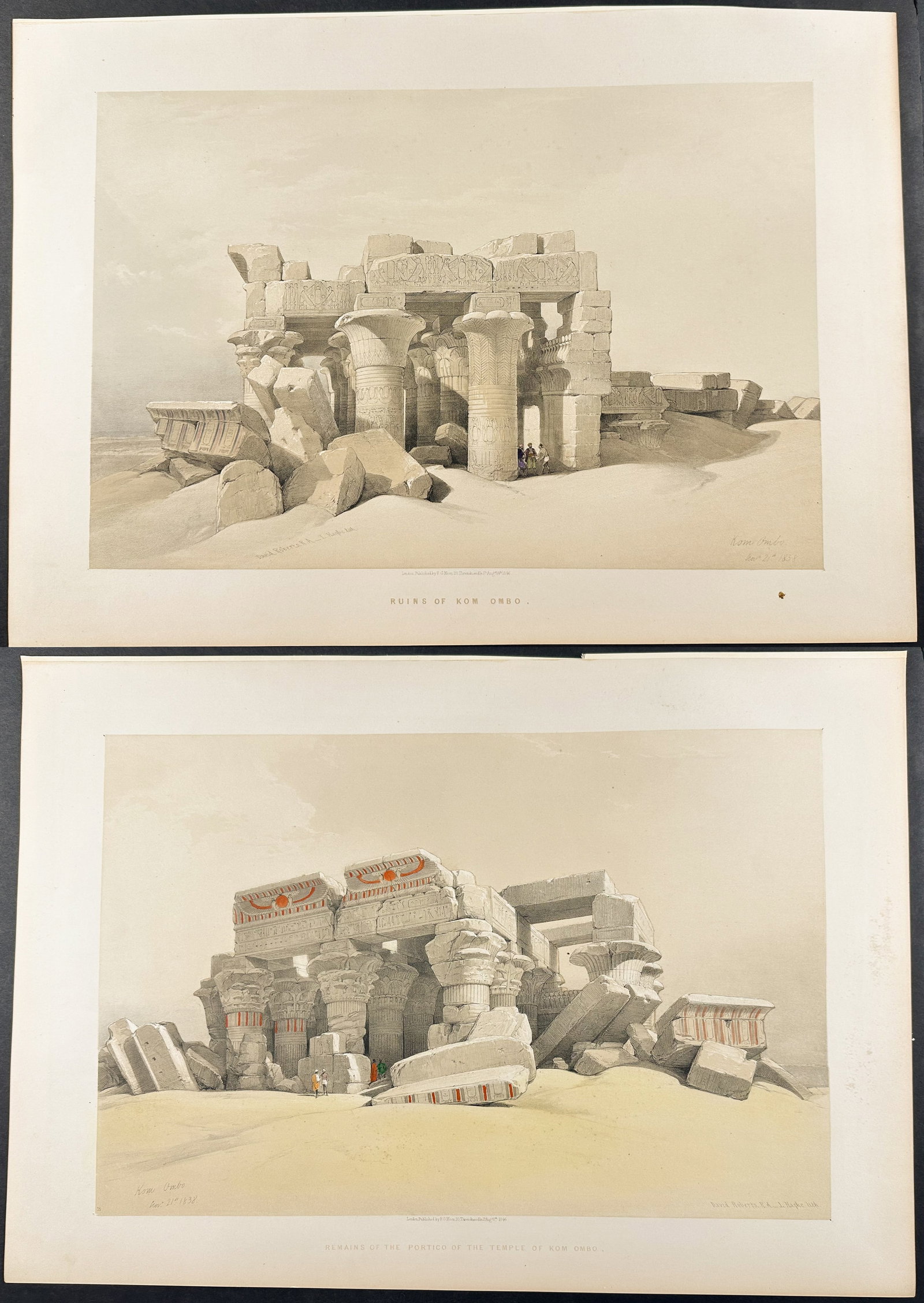 David Roberts - Pair of Lithographs of the Ruins of Kom-Ombo (1 of 5)