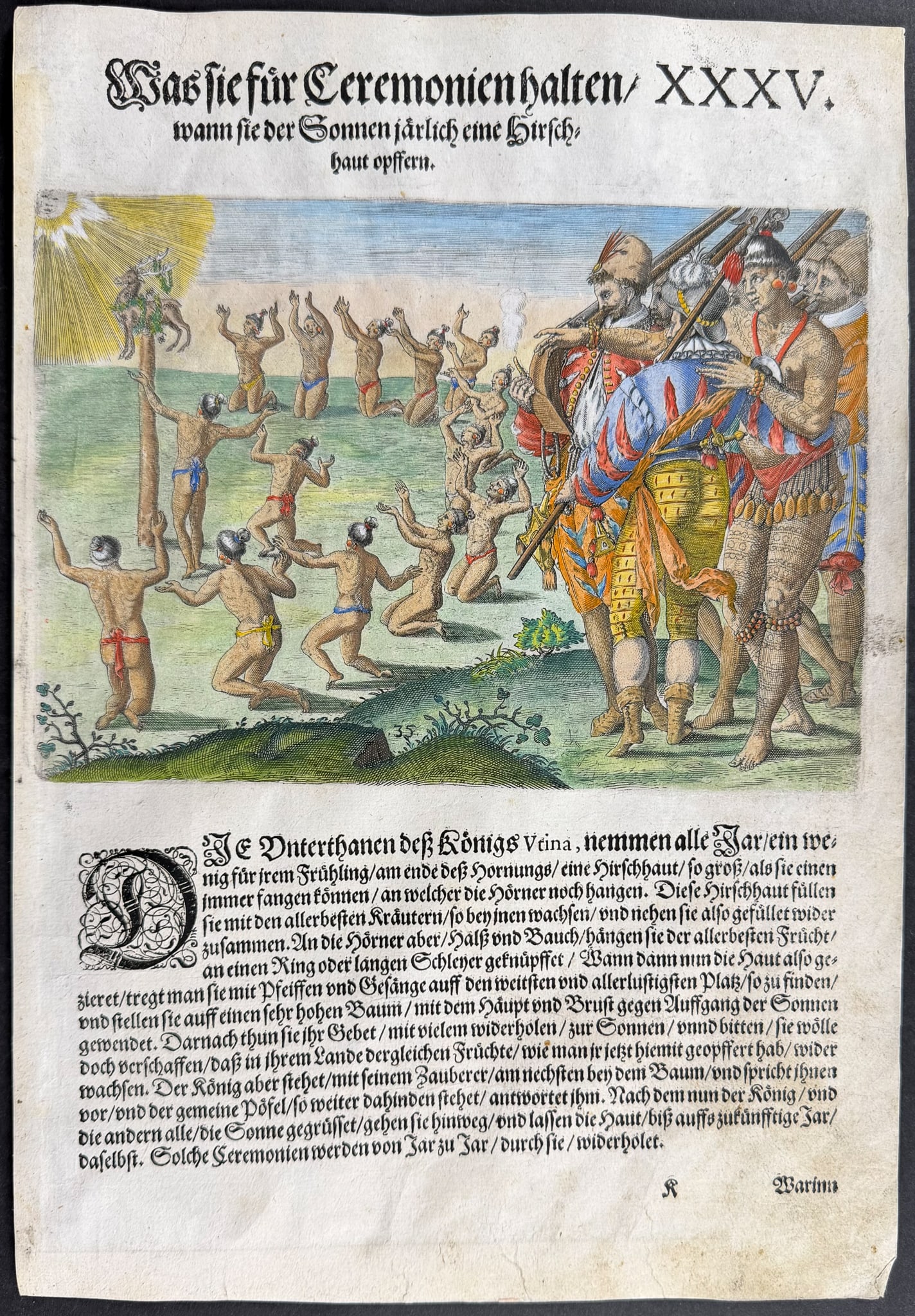 De Bry - Florida - Solemnities while consecrating the skin of a stag to the sun (1 of 1)