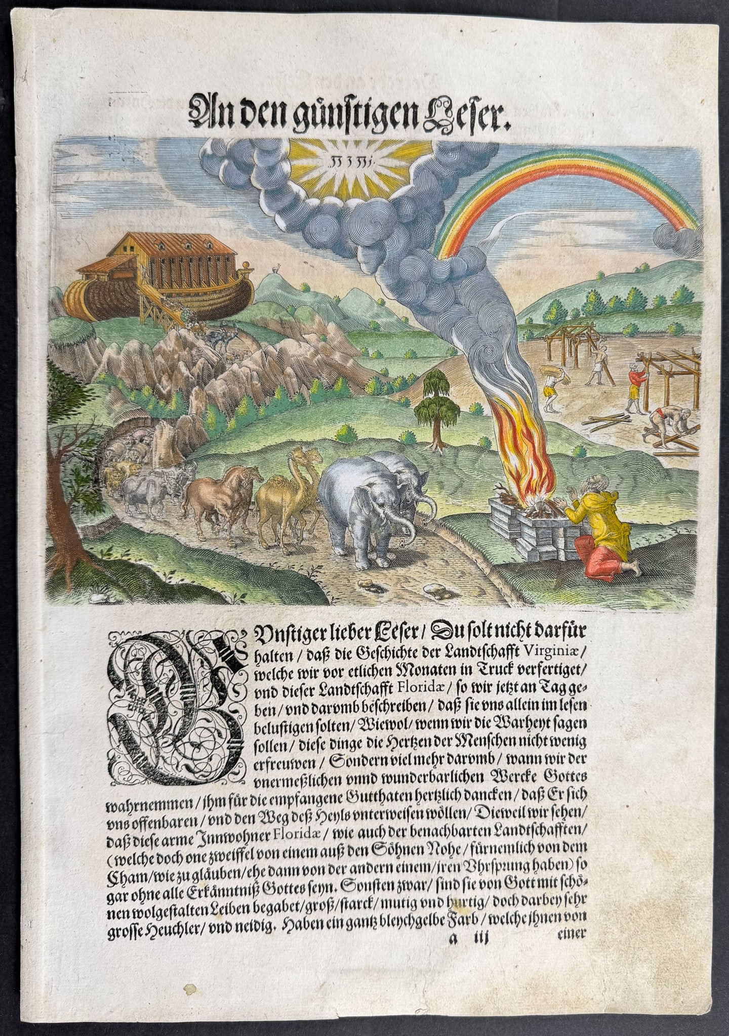 De Bry - Florida - Noah's Ark After The Flood - The Procession of Animals (Apparently landing in (1 of 1)