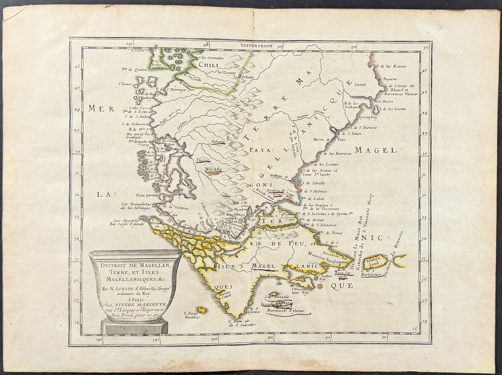 Sanson - Map of the Magellan Strait, South America (1 of 1)