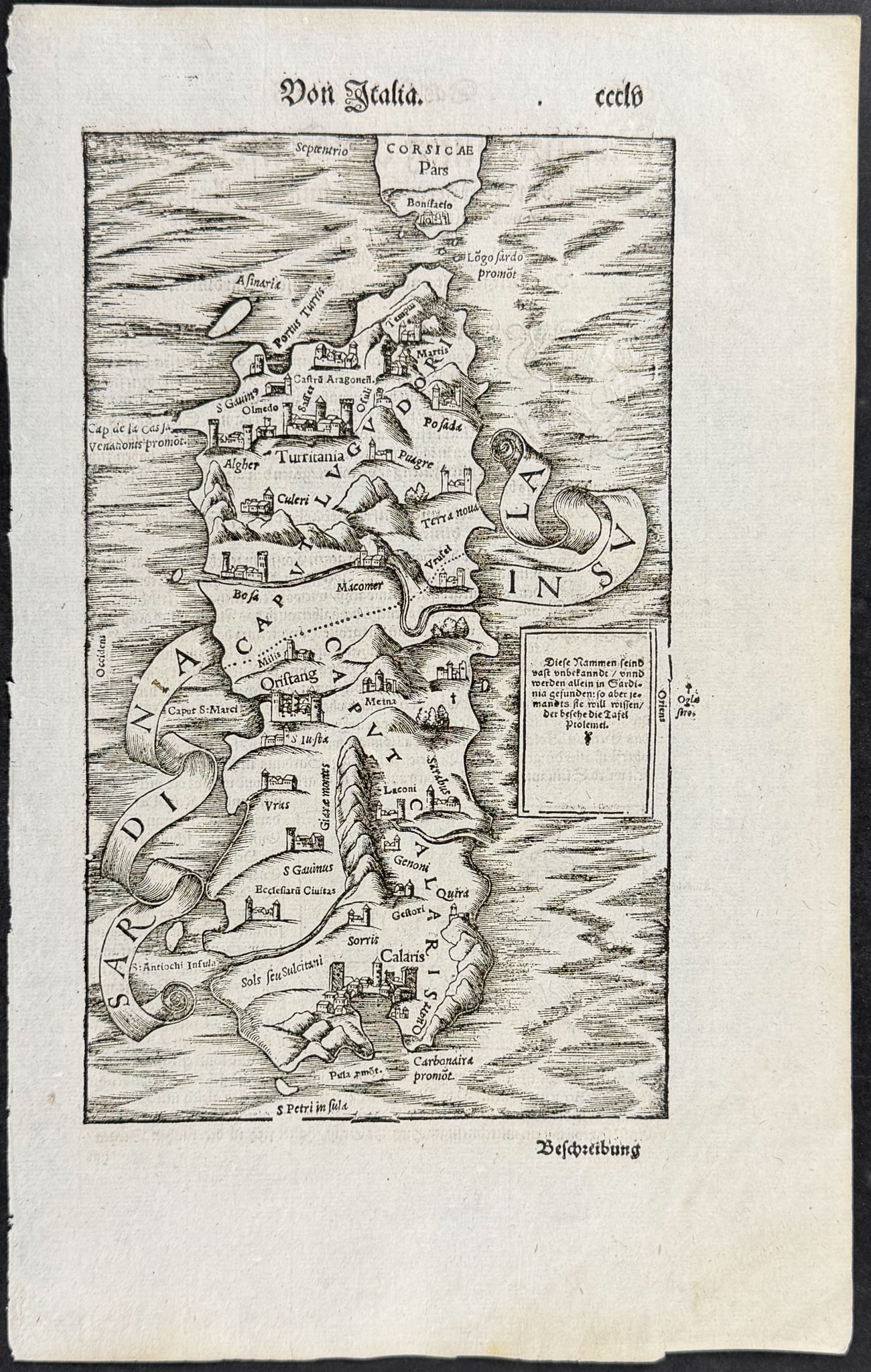 Munster, pub. 1592 - Map of Sardinia (1 of 1)
