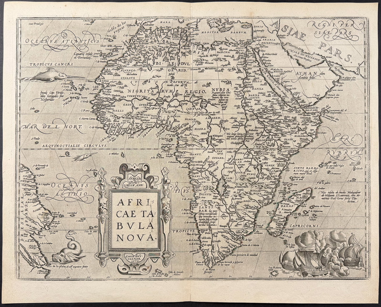Ortelius, pub. 1587 - Map of Africa (1 of 2)