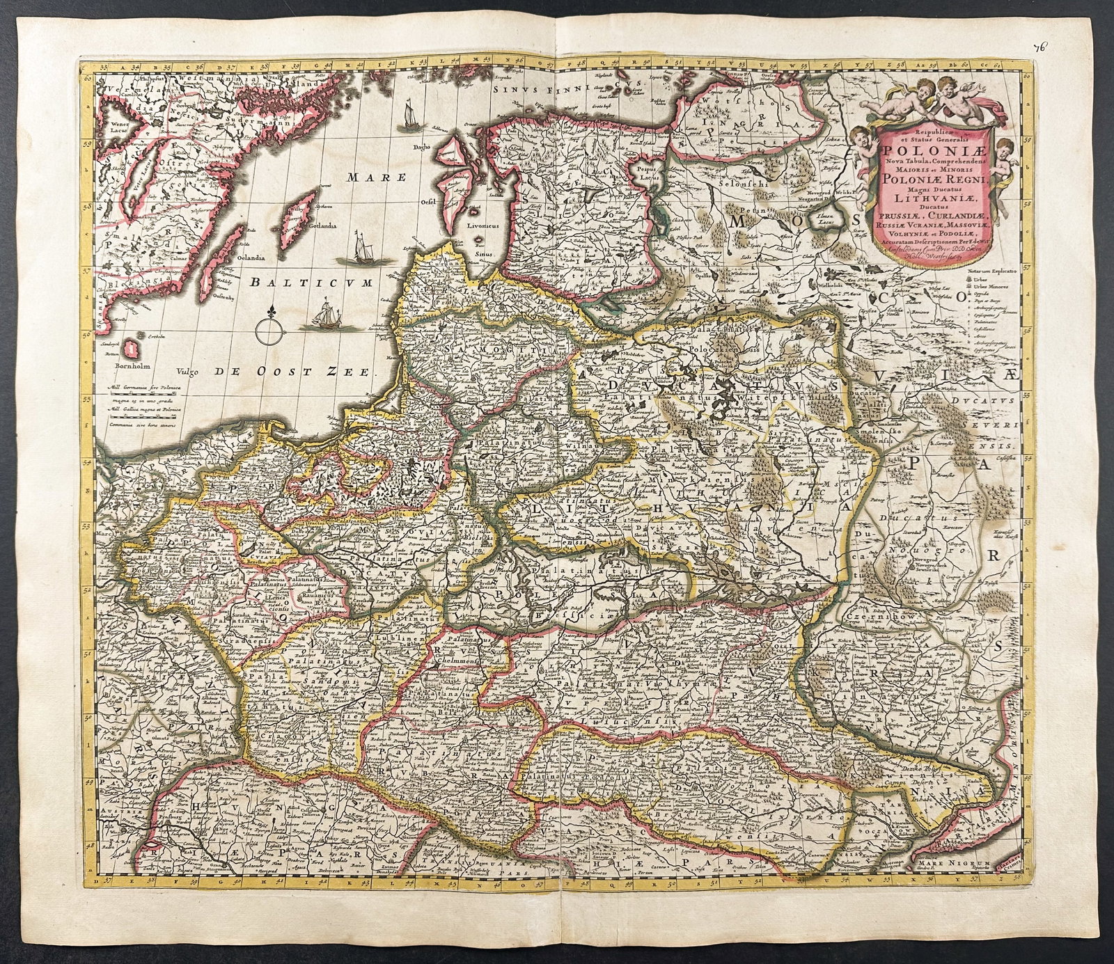 De Wit - Map of Poland: This remarkable originally hand-colored engraved map is from Frederik de Wit?s Atlas Maior It was published in Amsterdam circa 1710. De Wit published composite atlases using plate stock of his own and
