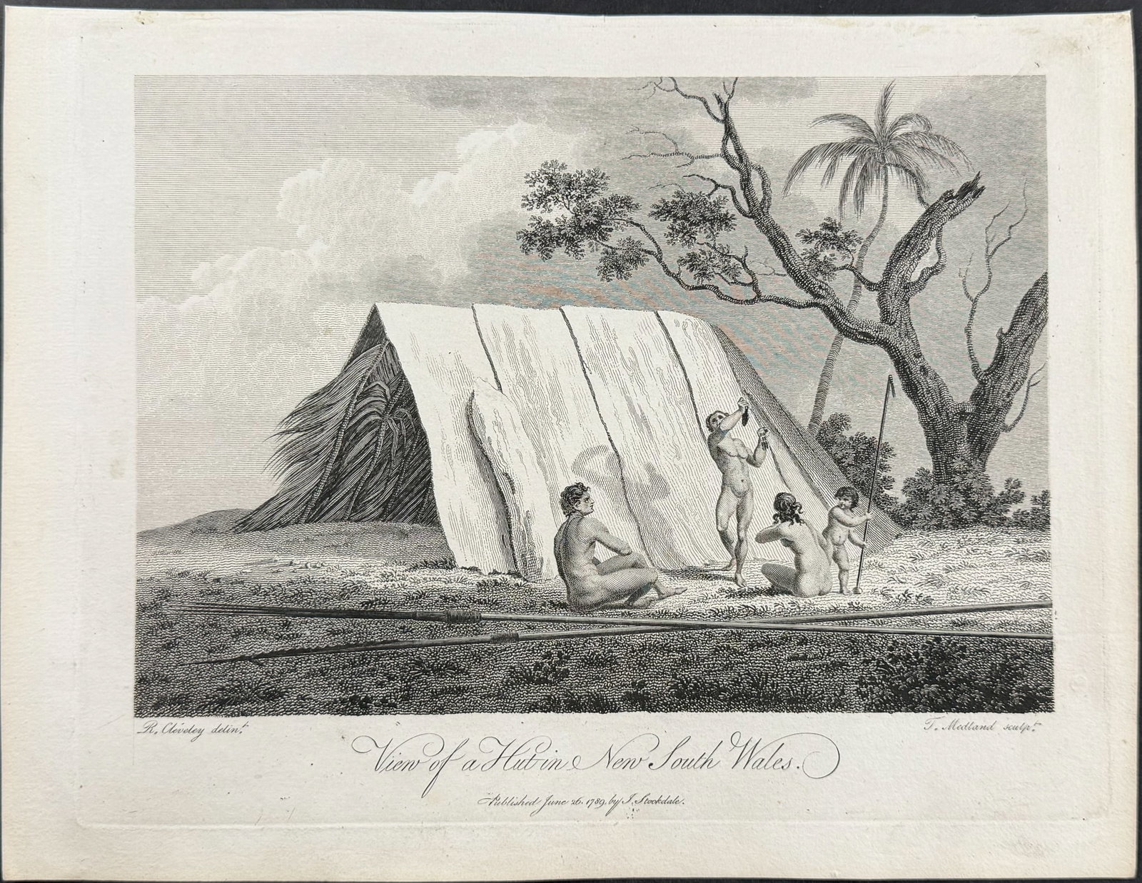 Philip, Australia - View of a Hut in New South Wales: This first edition engraving is from Arthur Phillip's The Voyage of Governor Phillip to Botany Bay; with an Account of the Establishment of the Colonies of Port Jackson & Norfolk Island. The work was 