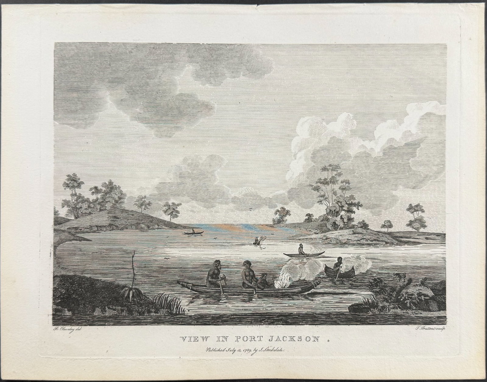 Philip, Australia - View in Port Jackson: This first edition engraving is from Arthur Phillip's The Voyage of Governor Phillip to Botany Bay; with an Account of the Establishment of the Colonies of Port Jackson & Norfolk Island. The work was 