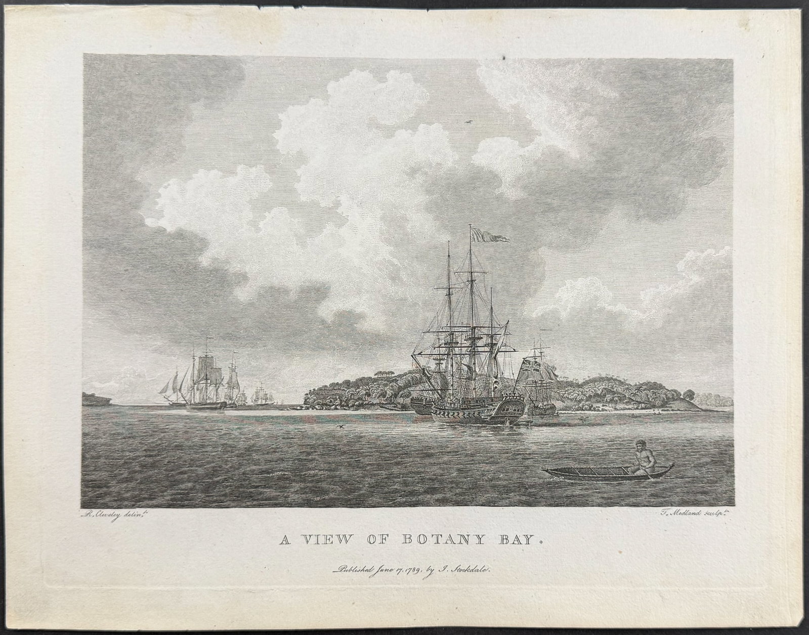 Philip, Australia - A View of Botany Bay: This first edition engraving is from Arthur Phillip's The Voyage of Governor Phillip to Botany Bay; with an Account of the Establishment of the Colonies of Port Jackson & Norfolk Island. The work was 