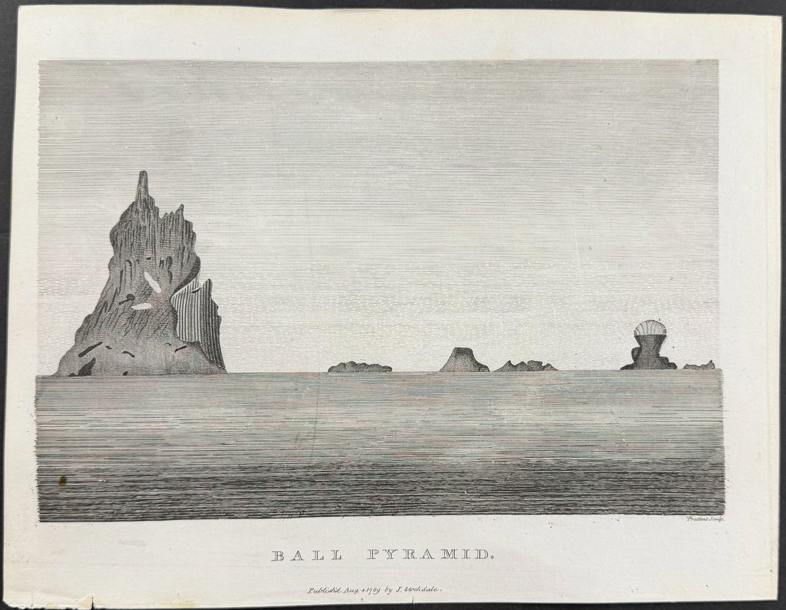 Philip, Australia - Ball Pyramid: This first edition engraving is from Arthur Phillip's The Voyage of Governor Phillip to Botany Bay; with an Account of the Establishment of the Colonies of Port Jackson & Norfolk Island. The work was 