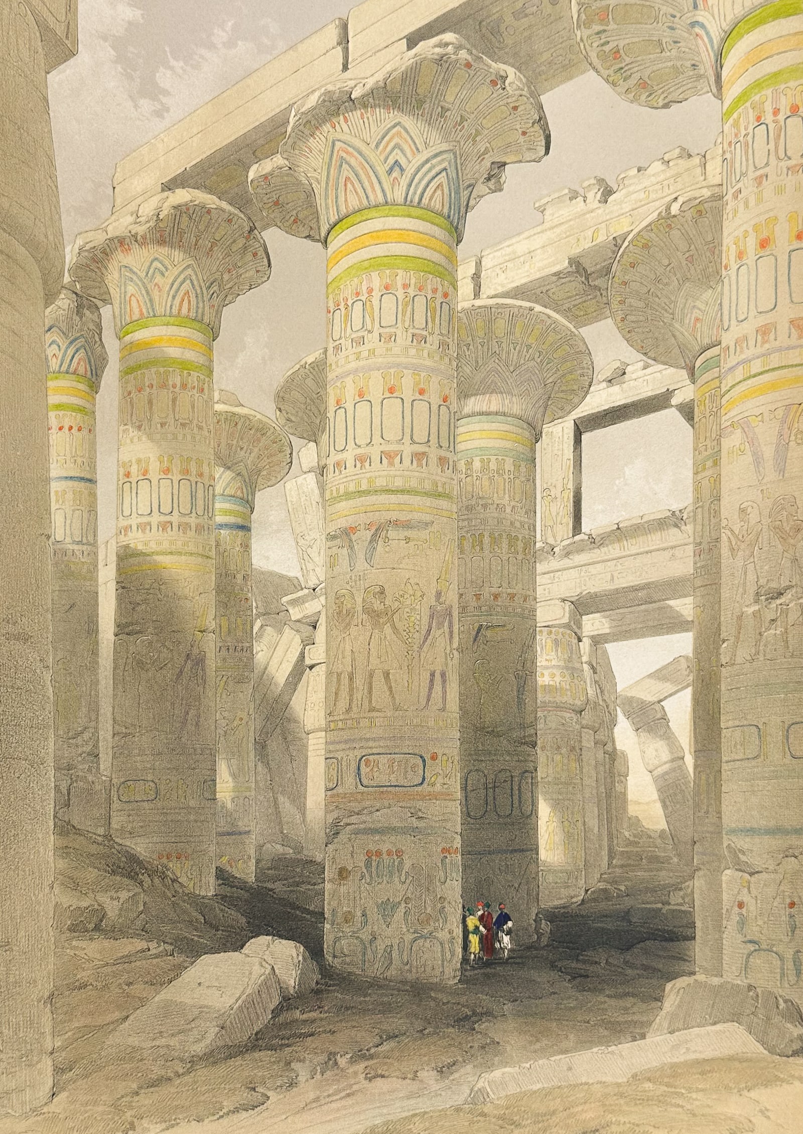 David Roberts - Oblique View of the Hall of Columns, Karnak: David Roberts' most famous work, Holy Land, Syria, Idumea, Arabia, Egypt, & Nubia, was published by E. G. Moon in London between 1846 and 1849. This work is known for its extremely detailed duotone li