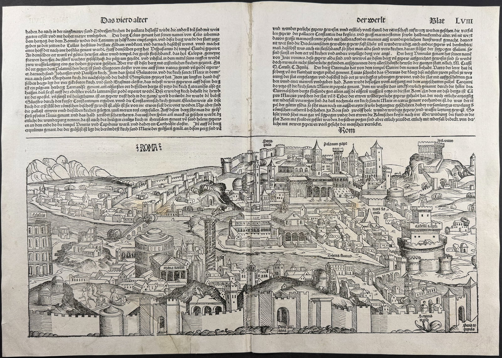 Schedel, pub. 1493 - View of Rome, Italy / Verso: View of Geneva, Switzerland (1 of 2)
