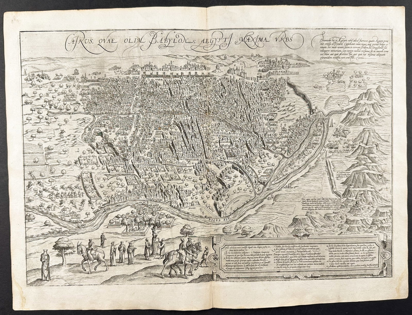 Braun & Hogenberg, pub. 1575 - View of Cairo, Egypt: This extraordinary engraving is from Georg Braun & Frans Hogenberg's Civitates Orbis Terrarum or Atlas of the Cities of the World. The work was published in Augsburg in 1575. It is considered the grea