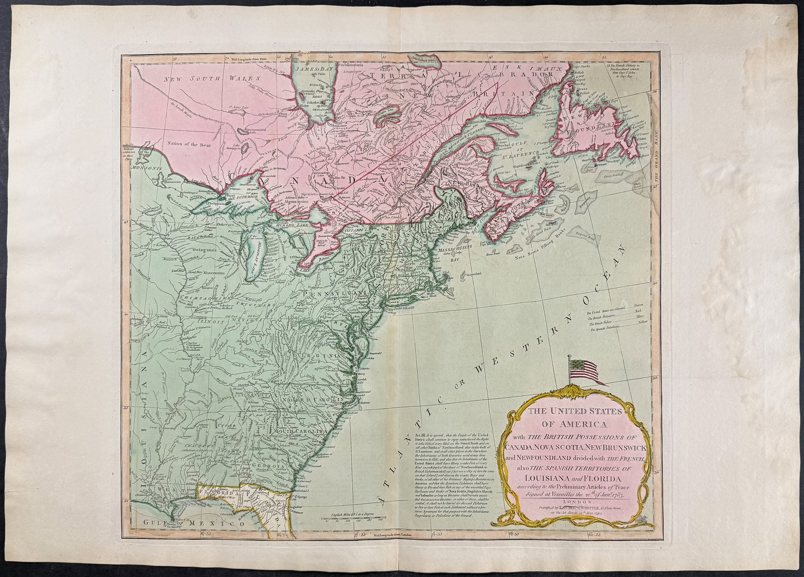 Laurie & Whittle - Map of the United States [The United States of America]: This exceptional map is from the very handsome atlas entitled A New and Elegant Imperial Sheet Atlas; Comprehending general and particular maps of every part of the world... The work was published by