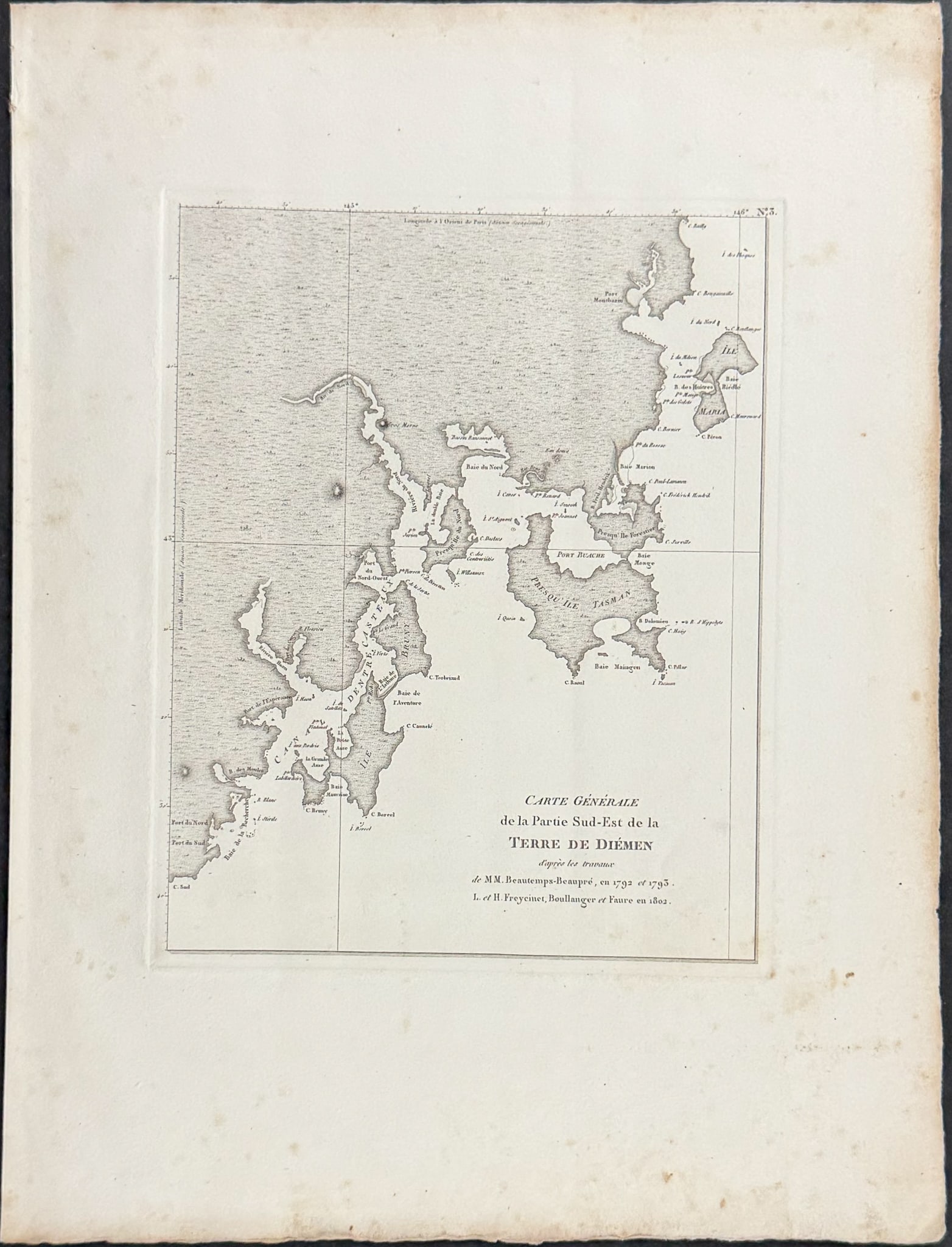 Peron & Freycinet - Map of the Southeast of Van Diemen's Land [Australia, New Holland] (1 of 1)