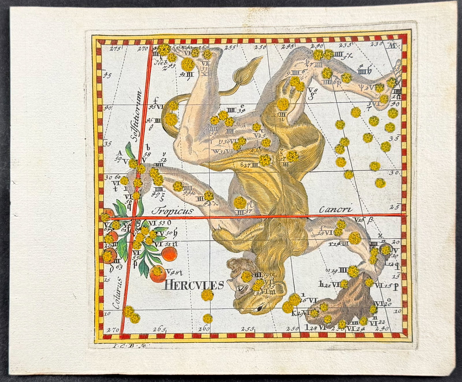 Thomas - Constellation or Celestial Chart of Hercules: This celestial engraving is from Corbinian Thomas's Mercurii philosophici firmamentum Firmianum descriptionem et usum globi artificialis coelestis. The work was published in Augsburg in 1731 by Merz u