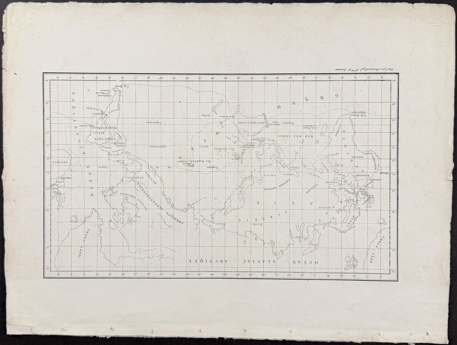 Ferrario - Map of the World: This historic engraving is from Giulio Ferrario's Le Costume Ancien et Moderne ou Histoire. The work was published in Milan circa 1831. Paper Size: ~ 14 1/4" by 10 5/8" Paper Type or Special Features: