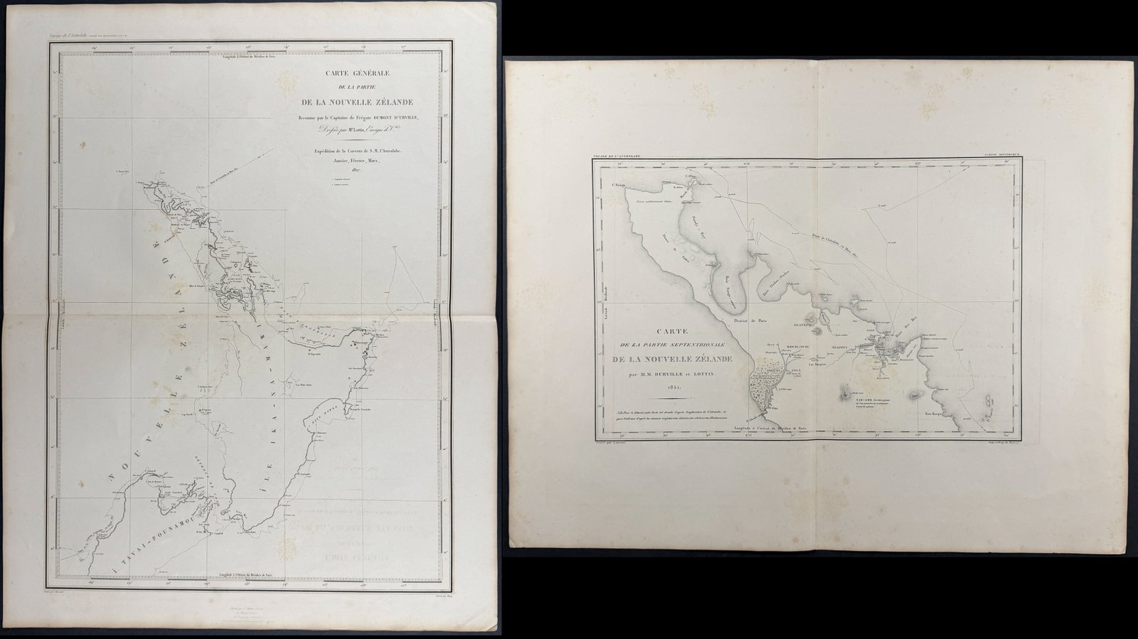 Dumont D'Urville - Pair of Maps of New Zealand (1 of 3)