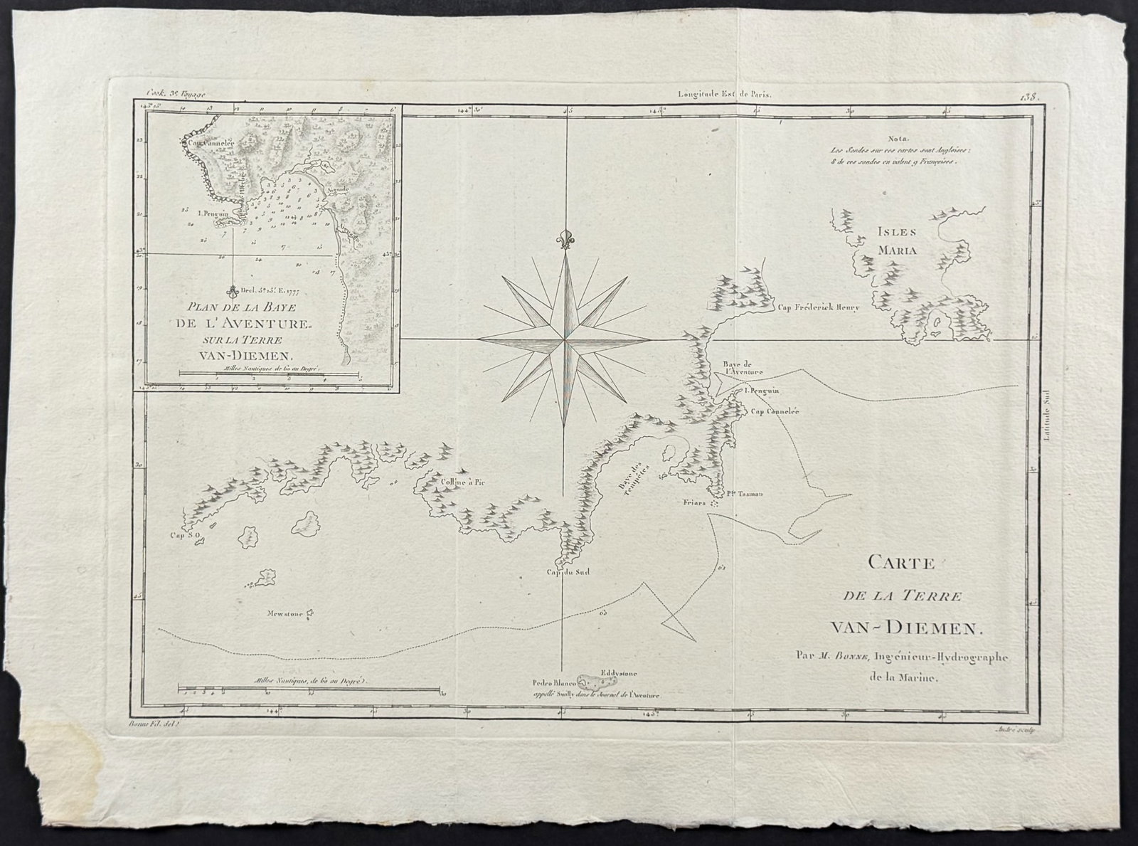 Bonne - Map of Van Diemen's Land (Australia) and Adventure Bay (1 of 1)
