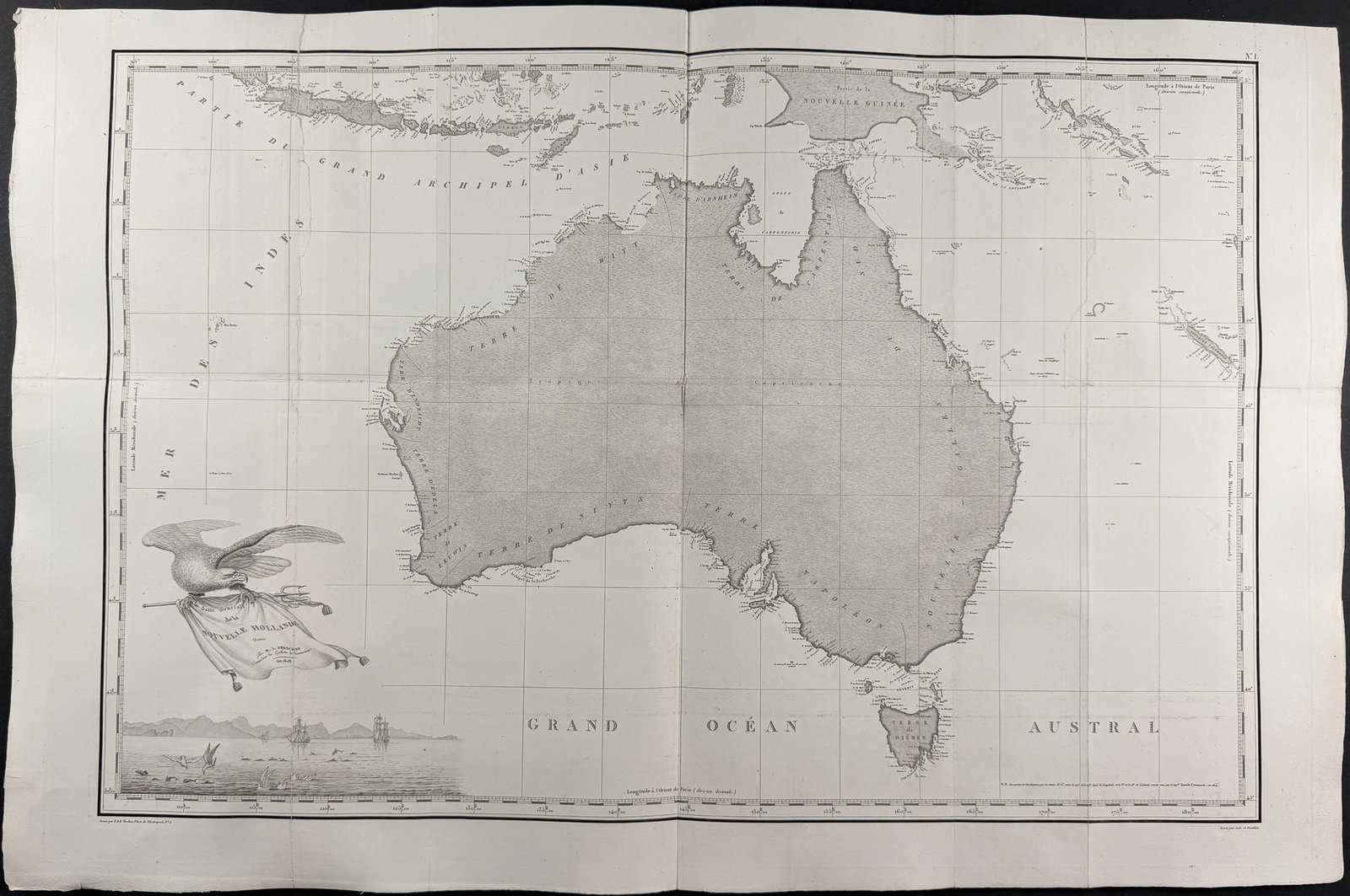 Peron & Freycinet - First Map of the Complete Australian Continent [New Holland] (1 of 2)
