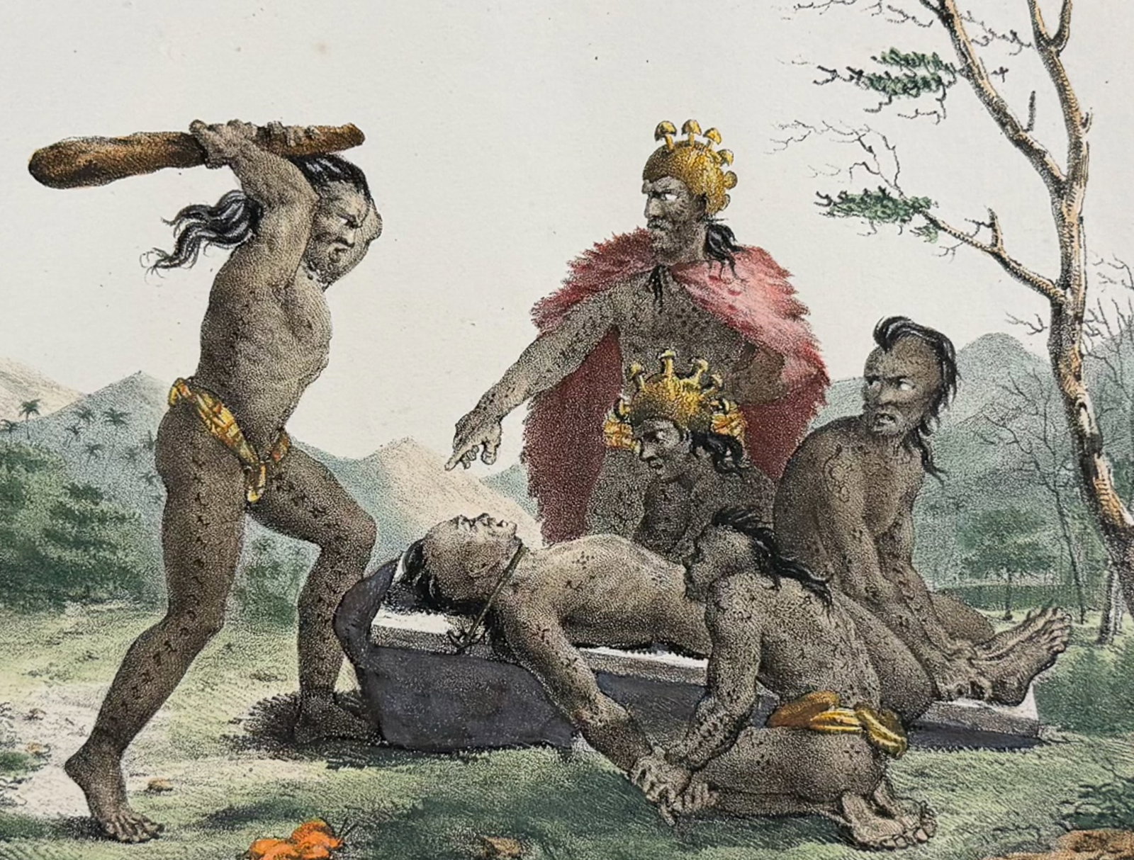 Arago, Hawaii - Method of executing a guilty person in the Sandwich Islands [Maniere de punir de (1 of 2)