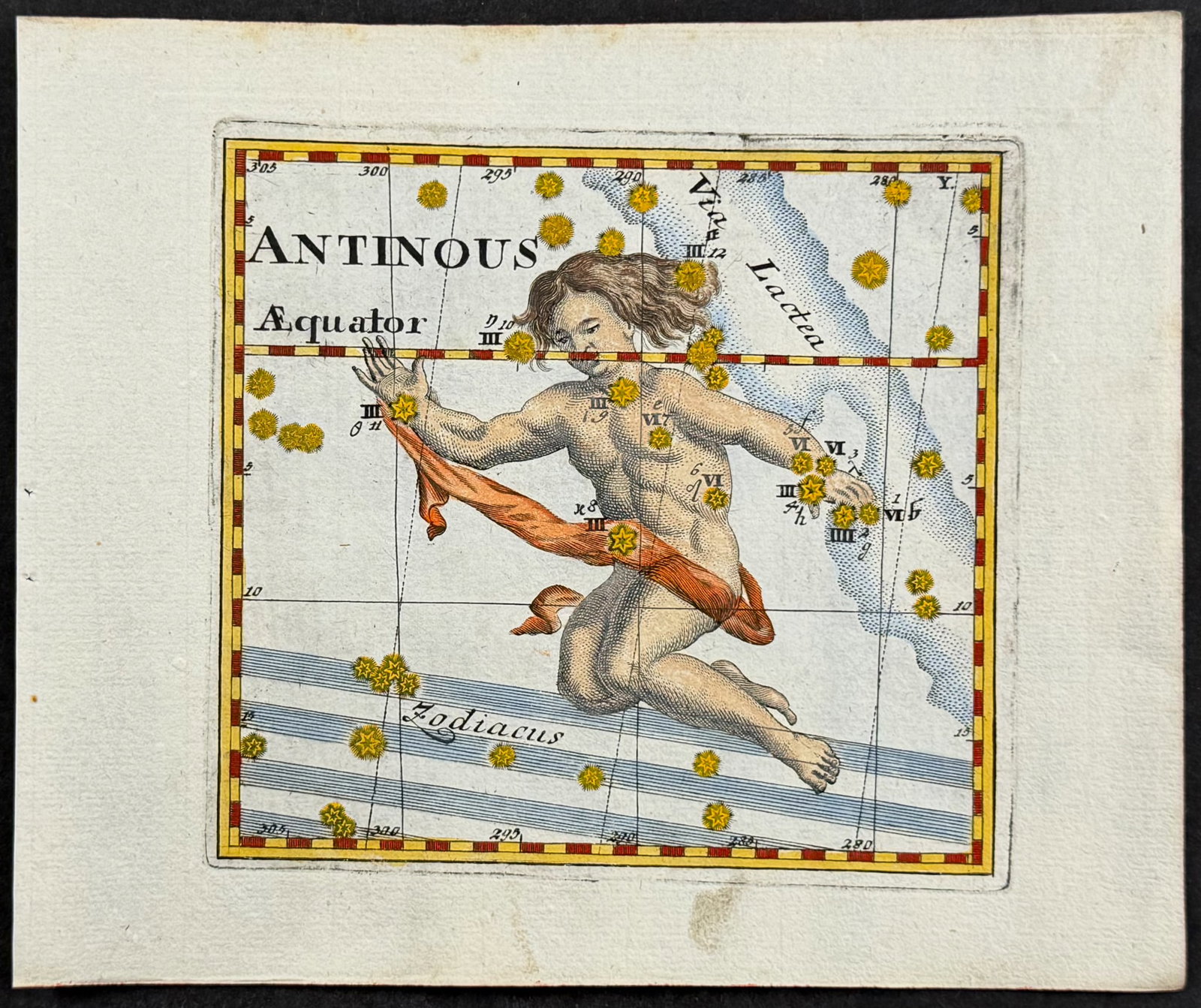 Thomas - Constellation or Celestial Chart of Antinous: This celestial engraving is from Corbinian Thomas's Mercurii philosophici firmamentum Firmianum descriptionem et usum globi artificialis coelestis. The work was published in Augsburg in 1731 by Merz u