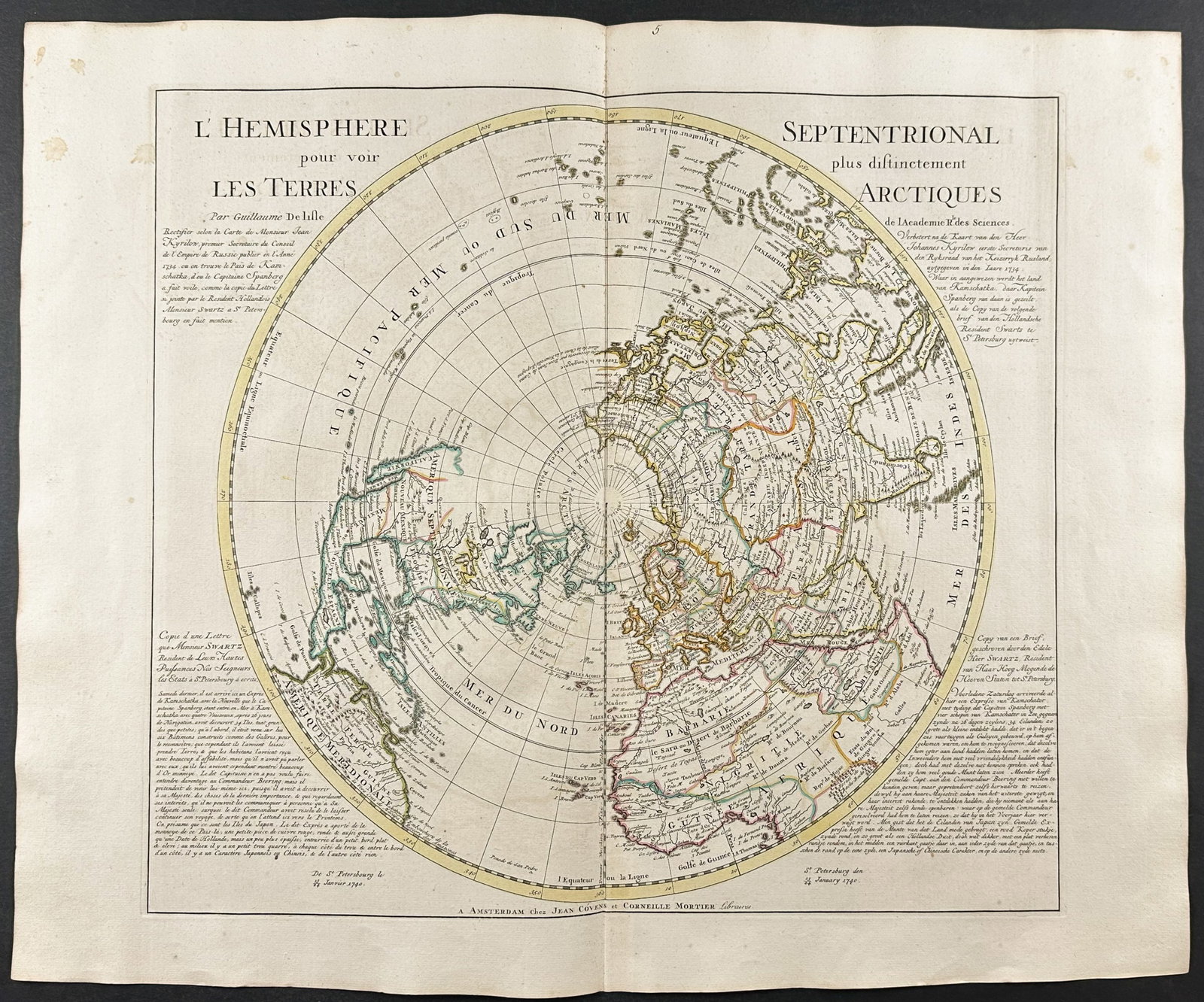 De L'Isle - Map of the Northern Hemisphere with Americas, Africa, Europe, & Asia (1 of 1)