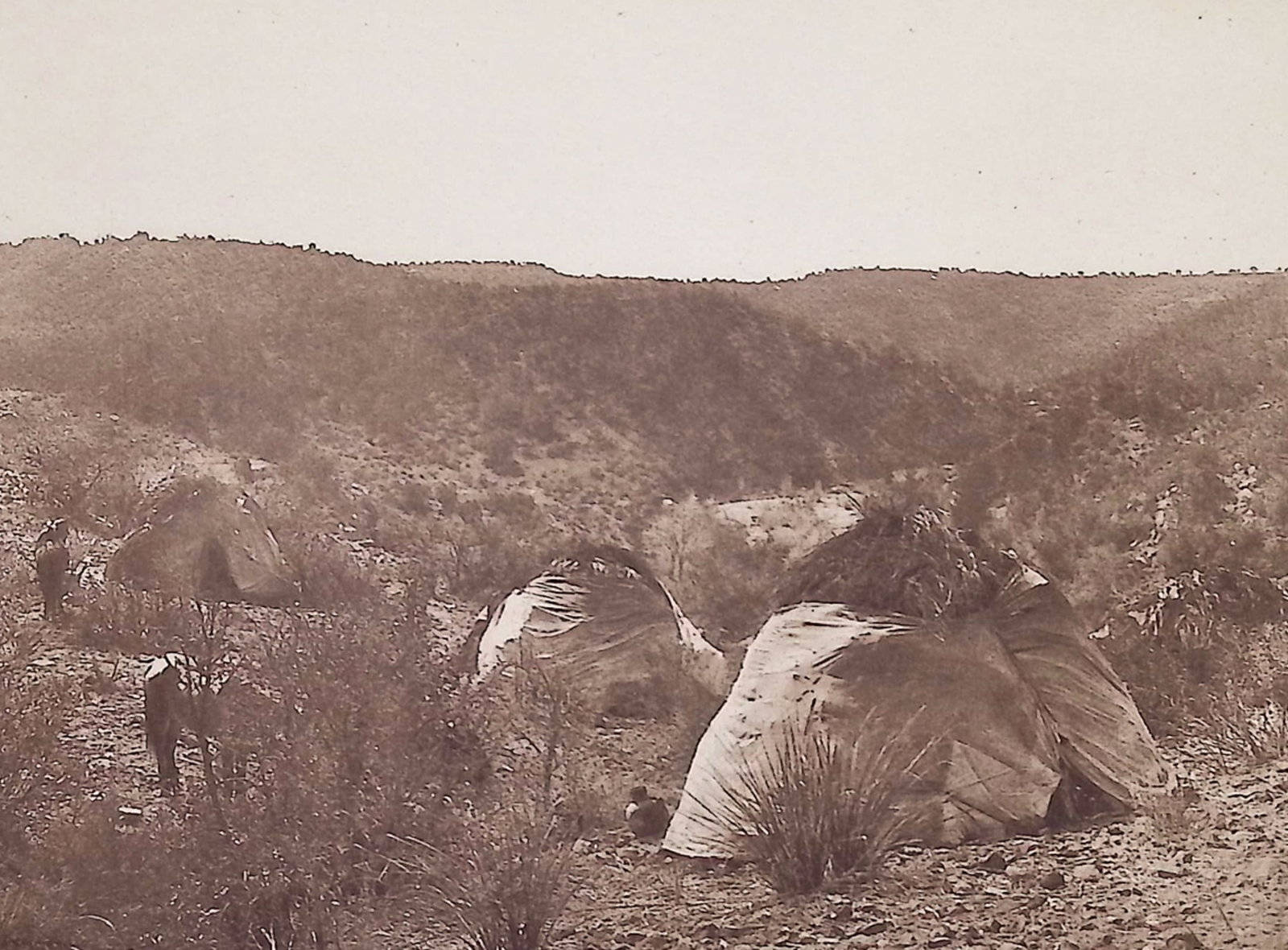 Edward Curtis - Mescal Camp - Apache: This moving photogravure in quarto size is from Edward Curtis's The North American Indian being a Series of Volumes Picturing and Describing the Indians of the United States and Alaska. Edited by