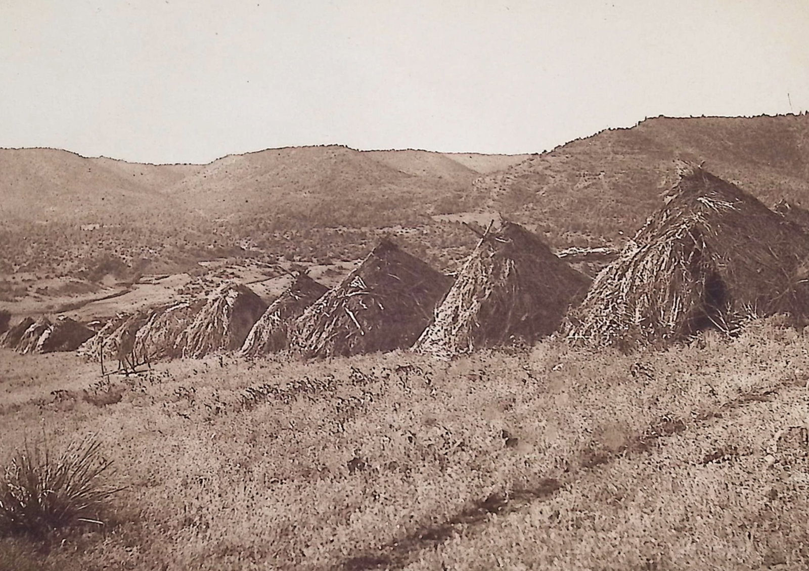 Edward Curtis - Apache Village: This moving photogravure in quarto size is from Edward Curtis's The North American Indian being a Series of Volumes Picturing and Describing the Indians of the United States and Alaska. Edited by Fred