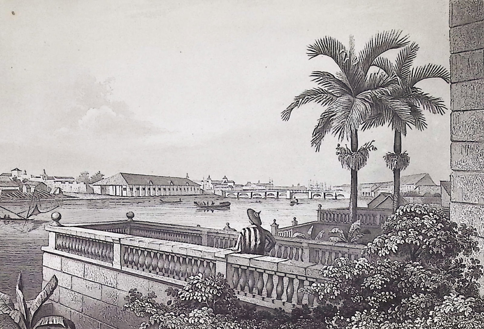 Wilkes - City of Manilla (Philippines): This historic engraving is from Charles Wilkes's Narrative of the United States Exploring Expedition. During the Years 1838, 1839, 1840, 1841, 1842. The work was published in Philadelphia by Lea and B