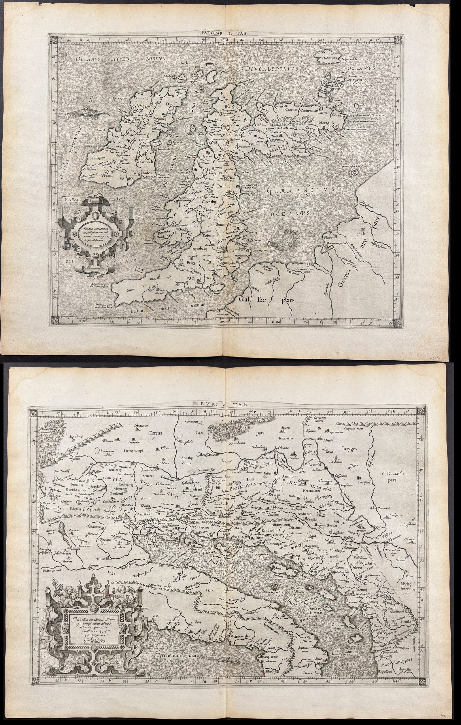 Bertius's Ptolemy, pub. 1618 - 7 Maps of Europe (British Isles, Spain & Portugal, France, Germany,: This handsome map is from Petrus Bertius's Theatri Geographiae Veteris Tomus Prior in quo Cl. Ptol. Alexandrini Geographiae Libri VIII.. This is from the first edition of the work published by Jodocus