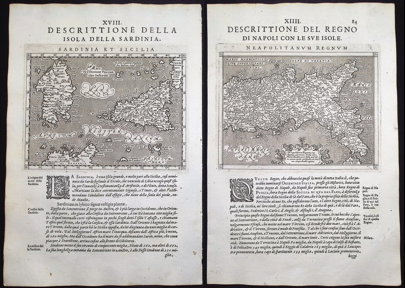 Cernoti & Magini's Ptolemy, pub. 1597 - 5 Maps of Italy & Surrounding Islands (Sardinia, Sicily, (1 of 6)