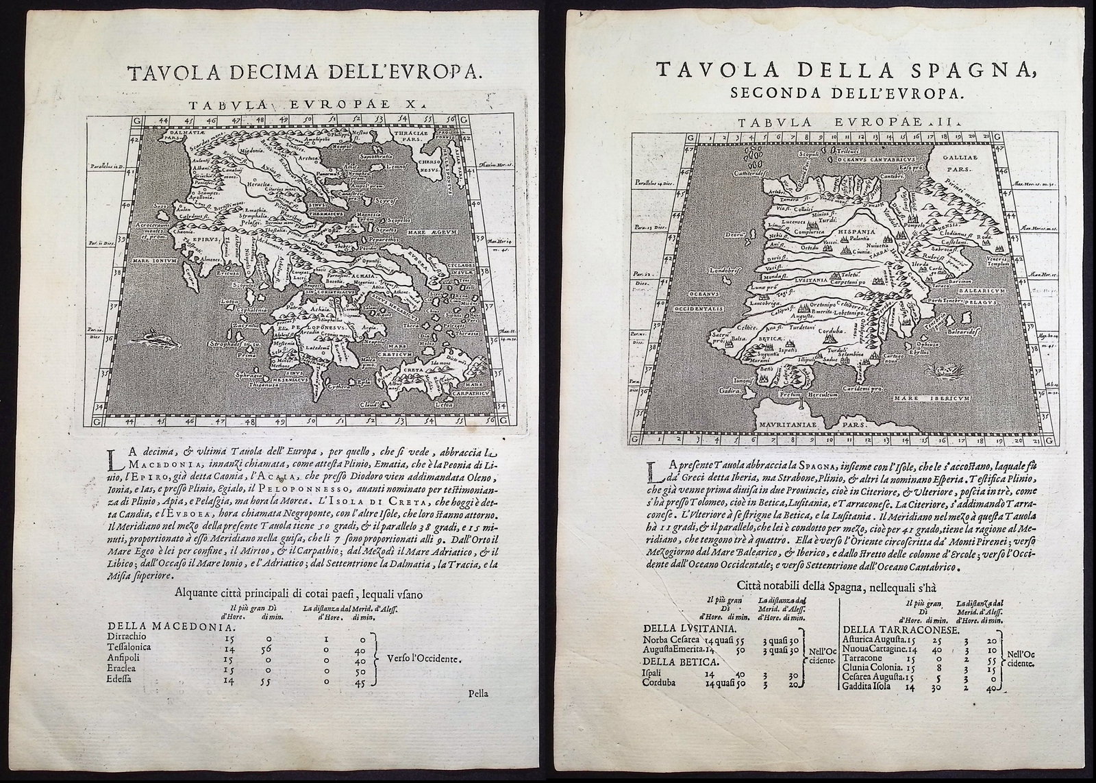 Cernoti & Magini's Ptolemy, pub. 1597 - 5 Maps of Europe (Greece, Crete, France, Spain, Portugal (1 of 6)