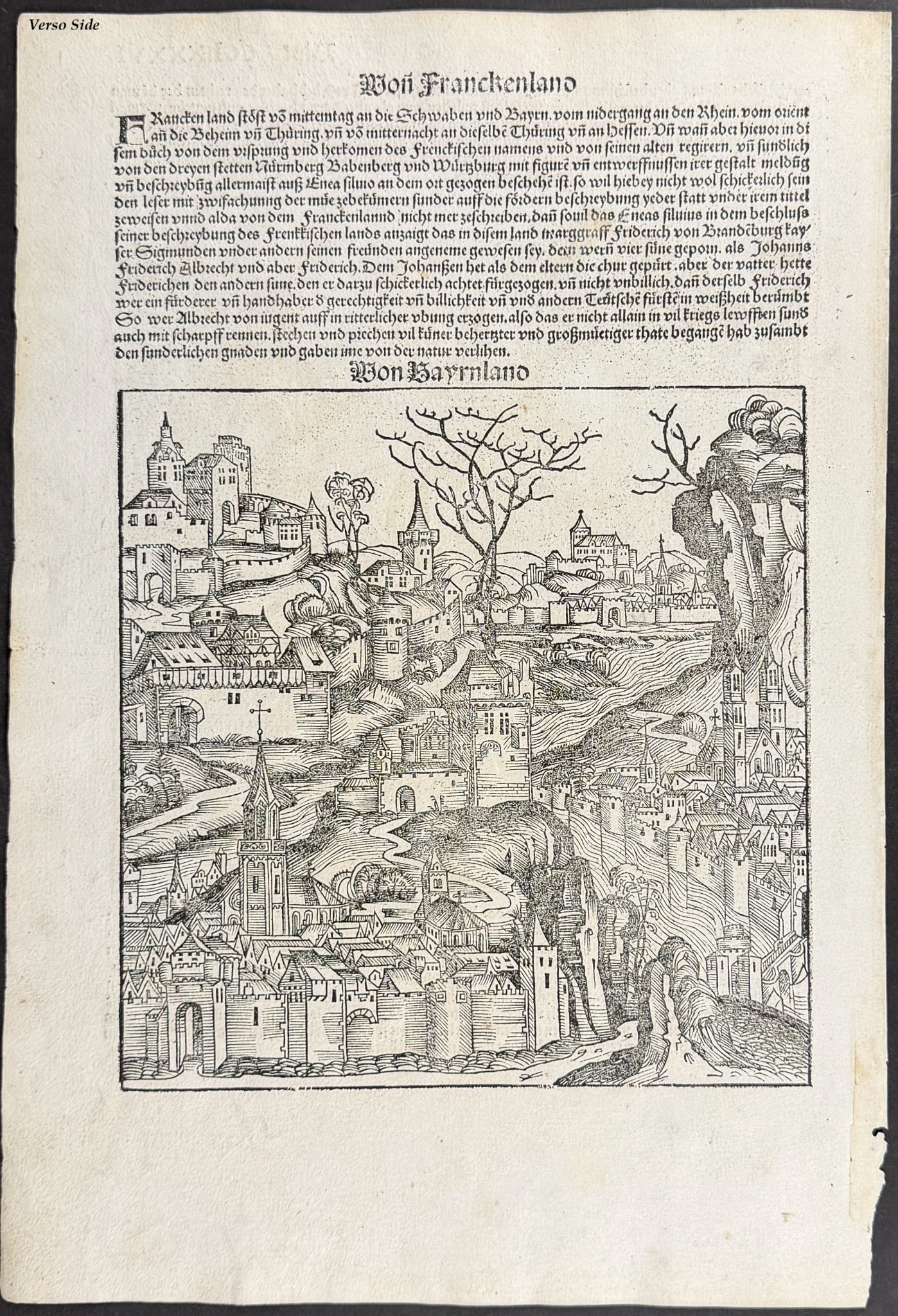 Schedel, pub. 1493 - View of Bavaria / Verso: View of Hesse (Hessenlano), Germany (1 of 2)