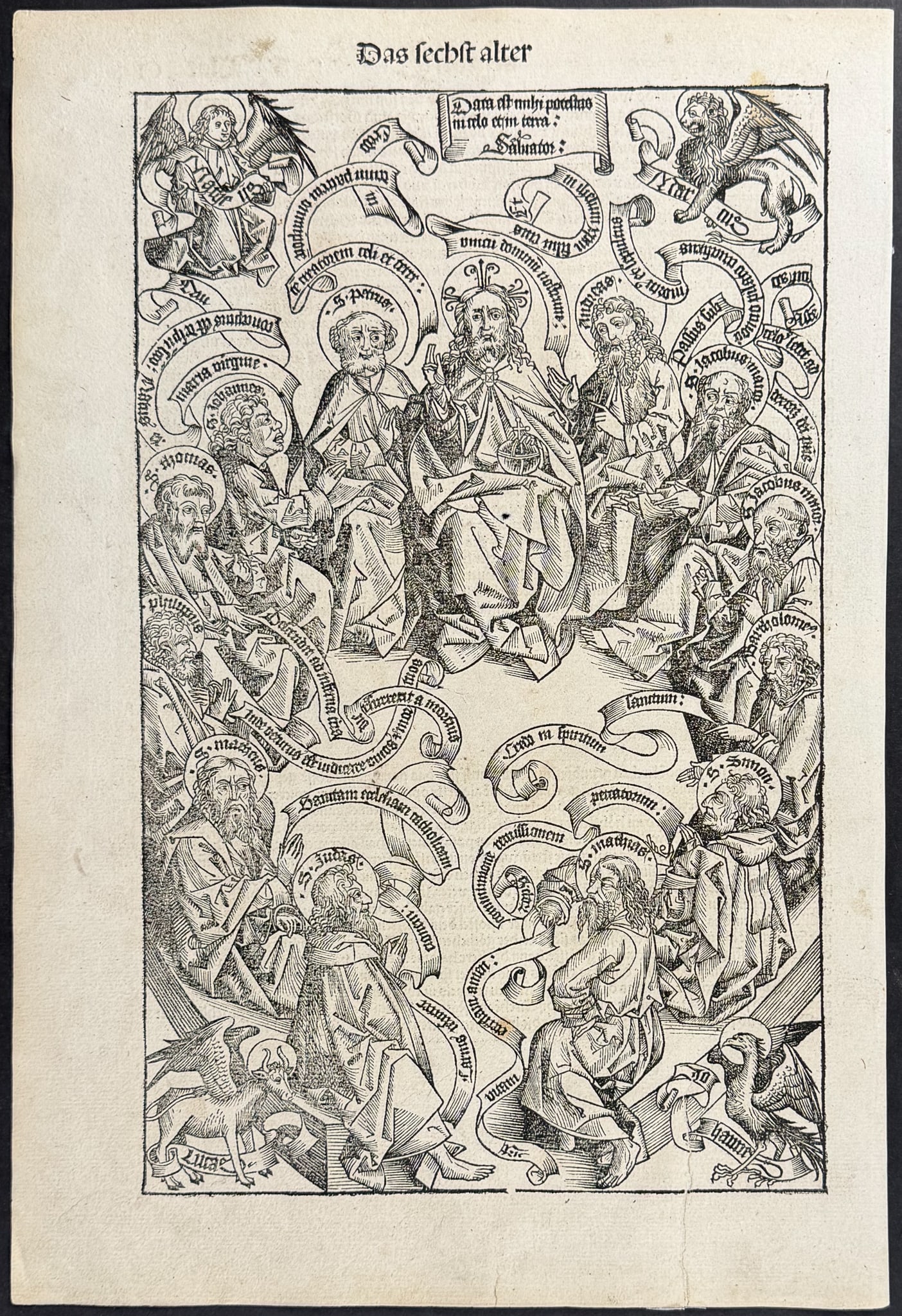 Schedel, pub. 1493 - Jesus and the Twelve Apostles / Verso: Text Only (1 of 2)