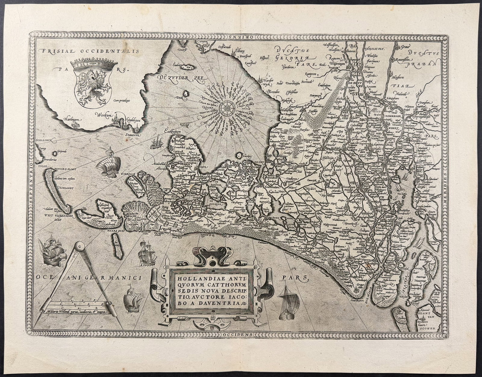 Ortelius, pub. 1587 - Map of Holland, Netherlands (1 of 2)